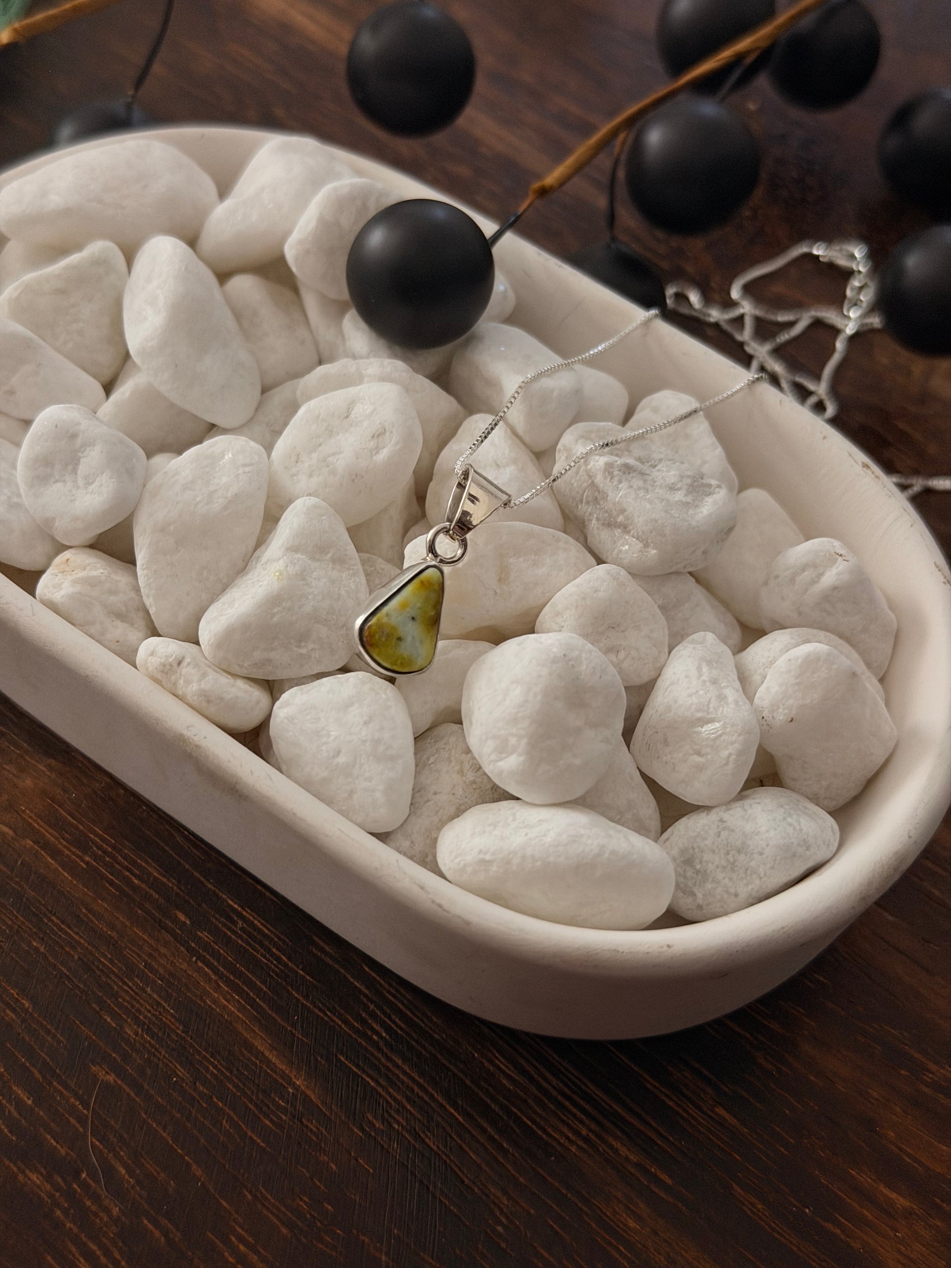 Navajo Made Palomino Variscite & Sterling Silver Necklace