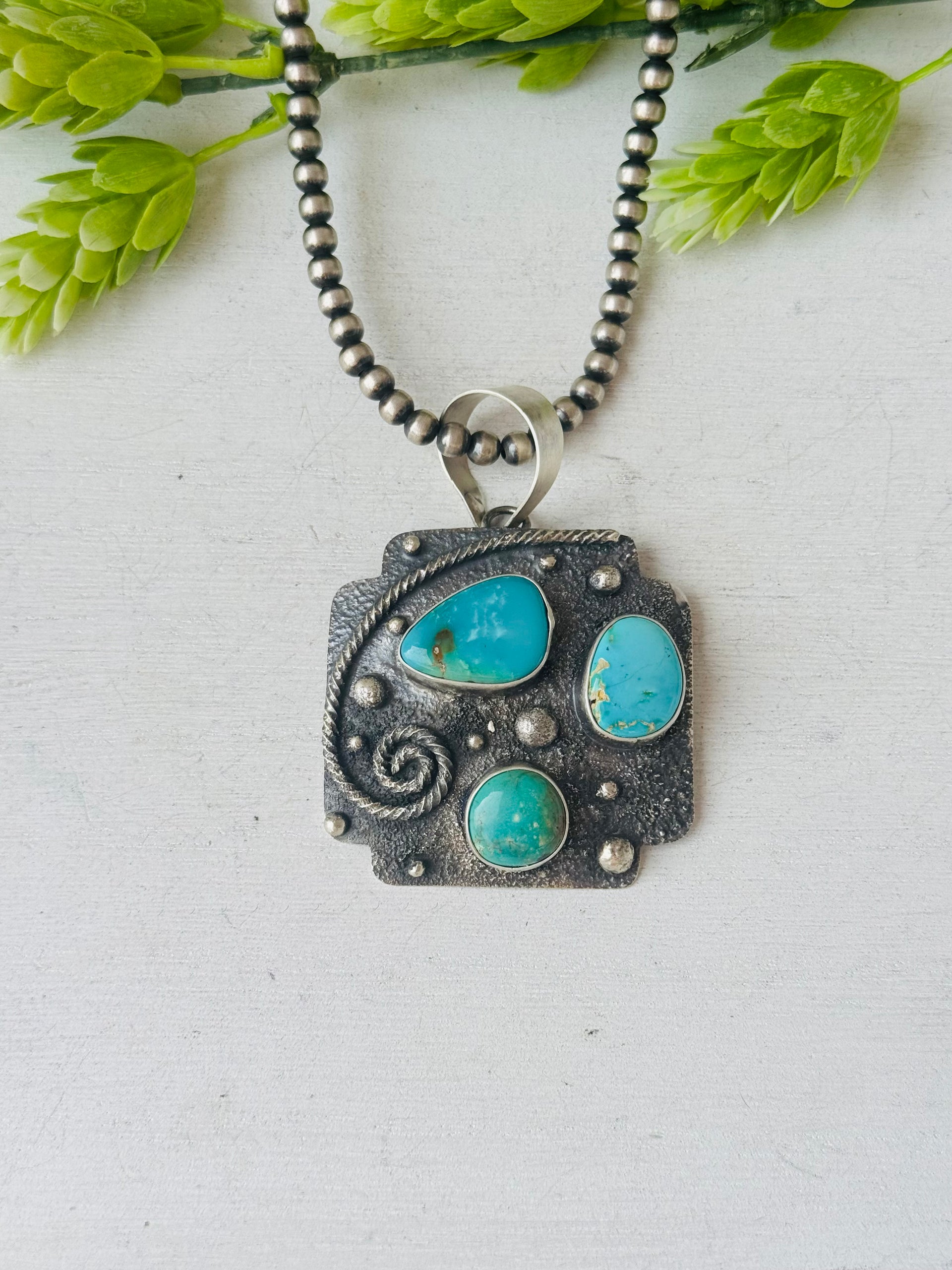 Randy Billy Kingman Turquoise & Sterling Silver Pendant