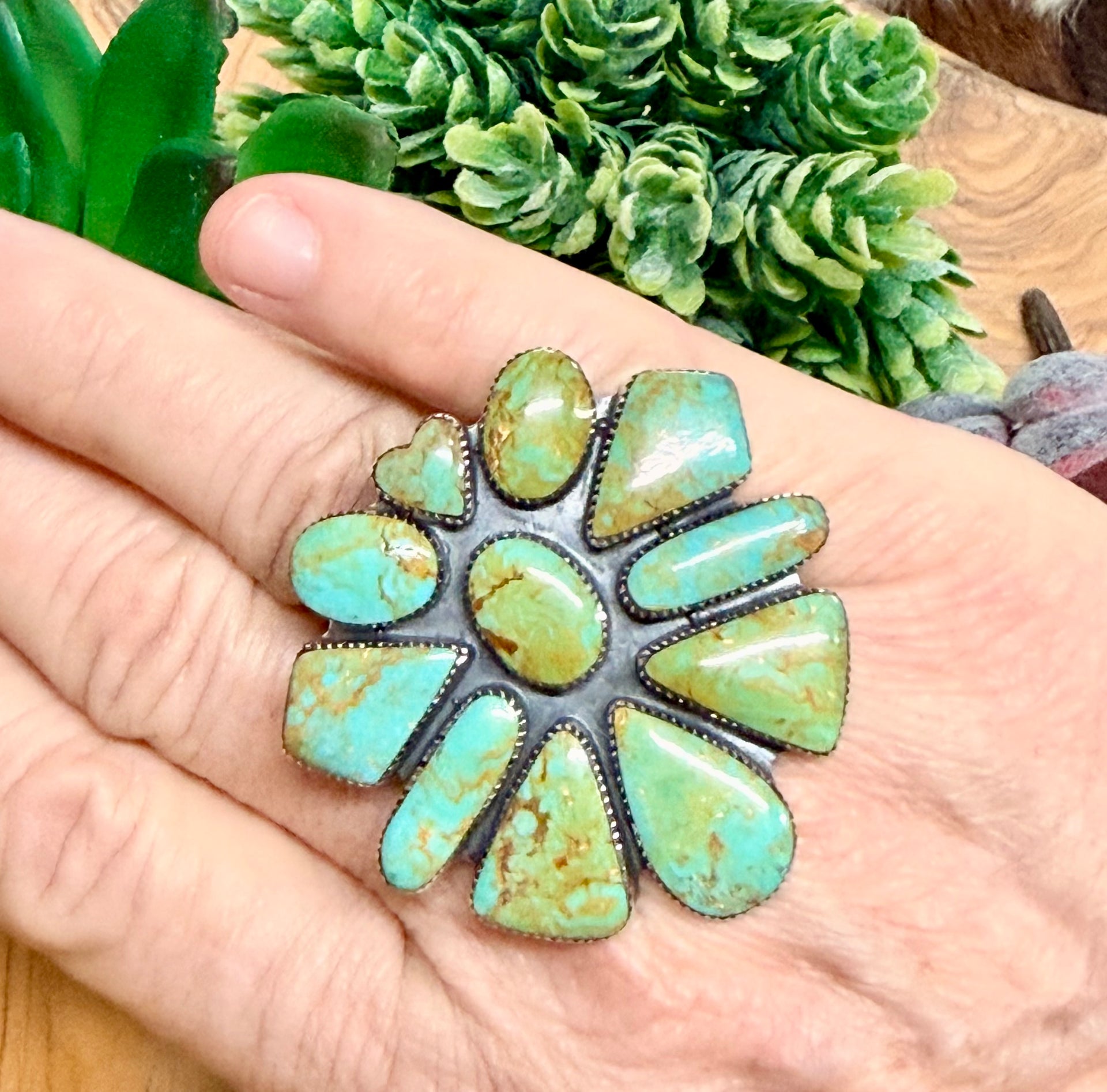 Southwest Handmade Turquoise & Sterling Silver Adjustable Ring