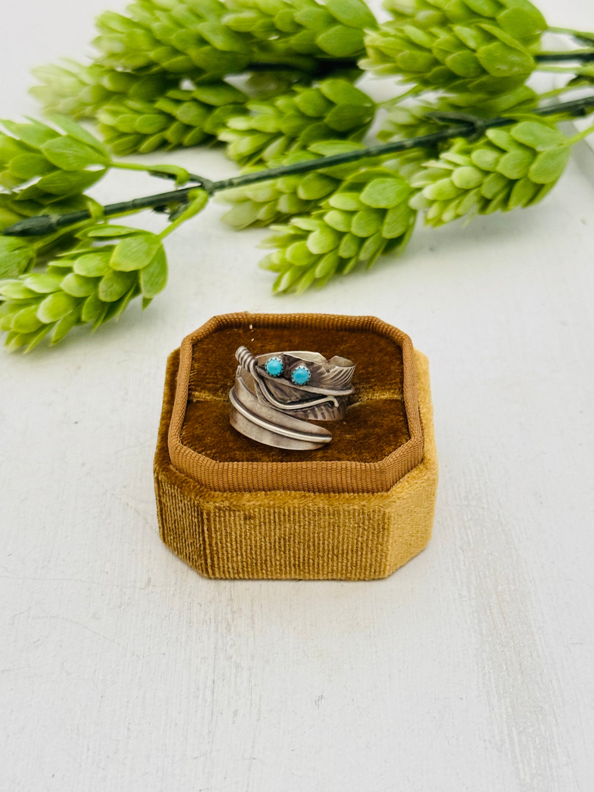 Navajo Made Kingman Turquoise & Sterling Silver Adjustable Ring