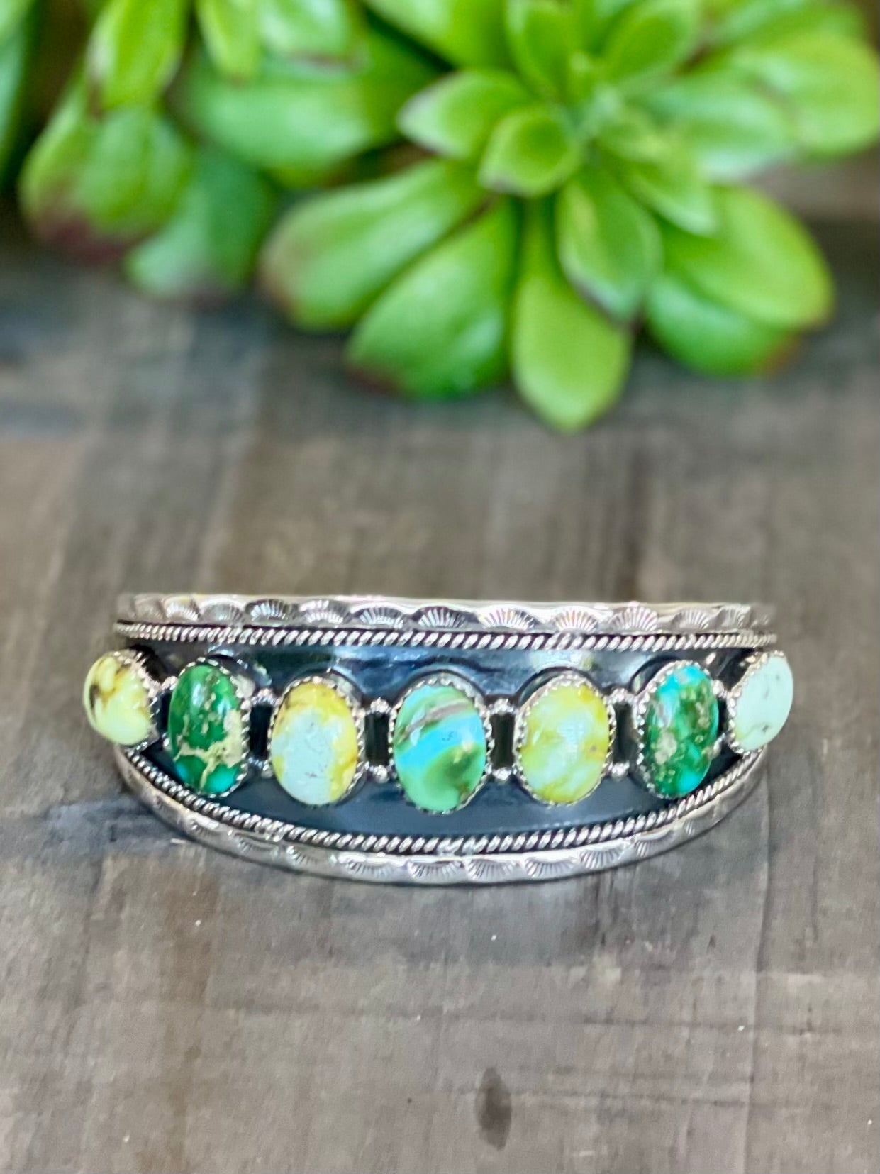 Southwest Handmade Multi Stone & Sterling Silver Cuff Bracelet