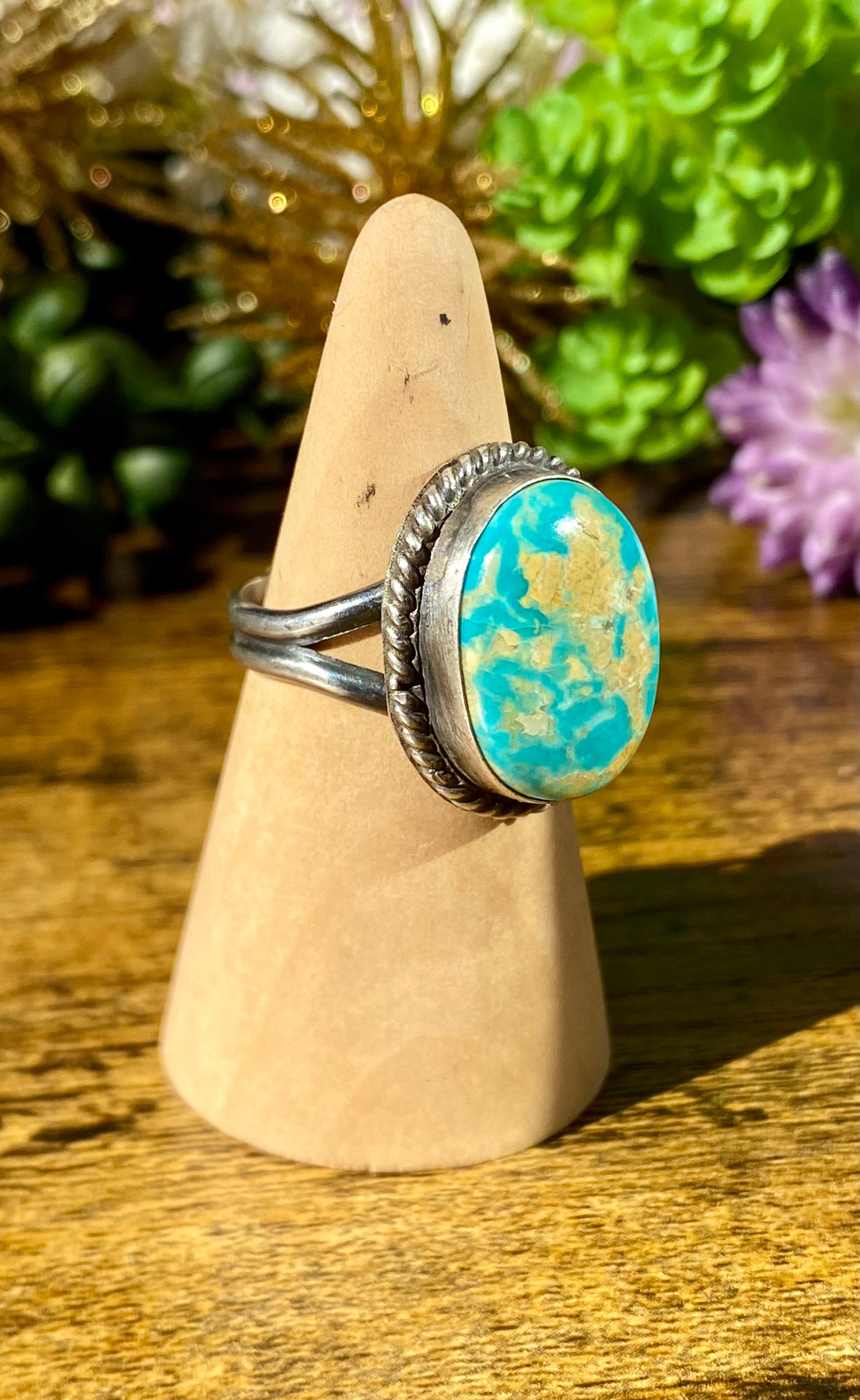 Navajo Handmade Royston Turquoise & Sterling Silver Ring Size 7