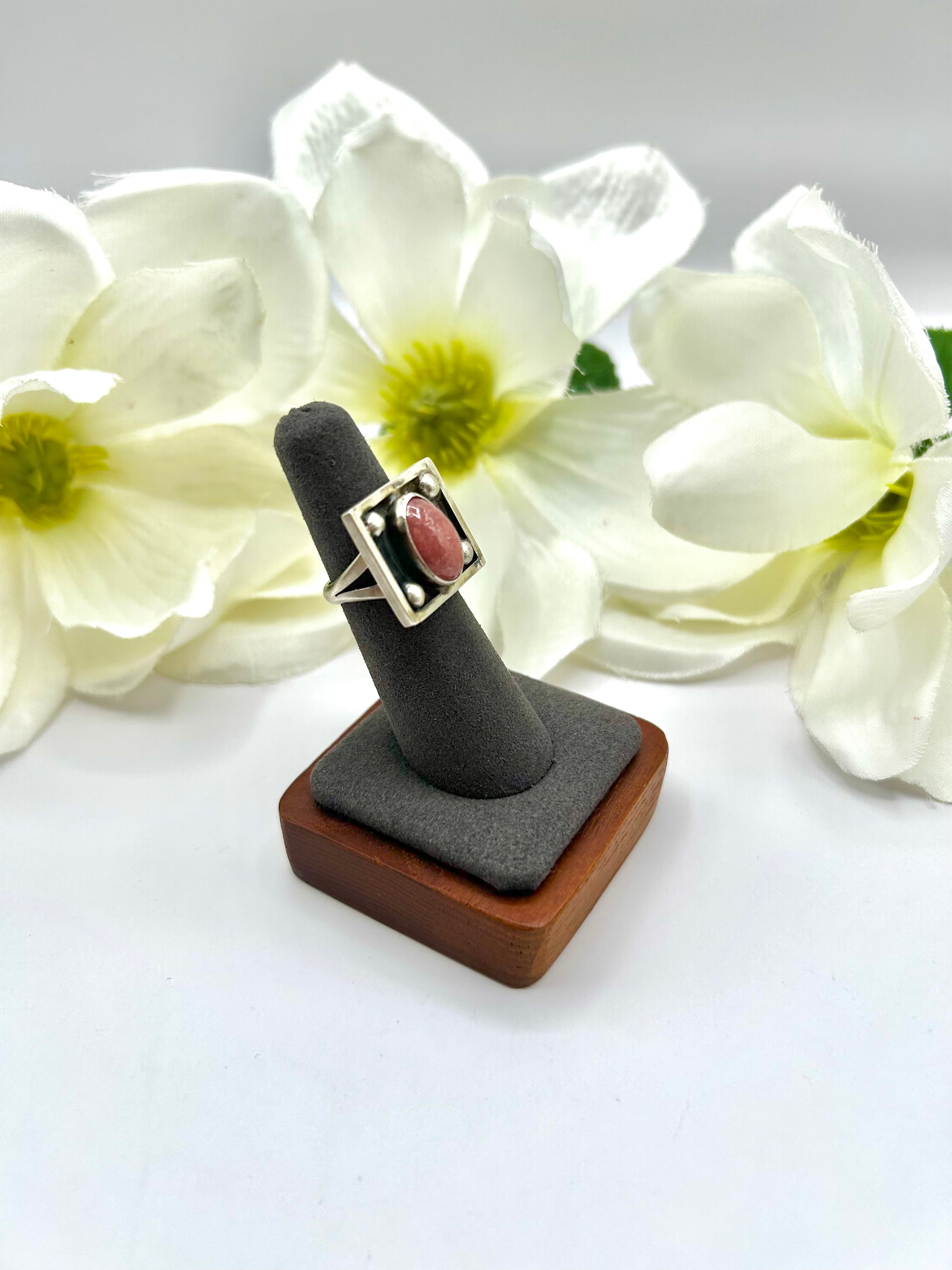 Kobe Martinez Rhodochrosite & Sterling Silver Ring Size 6