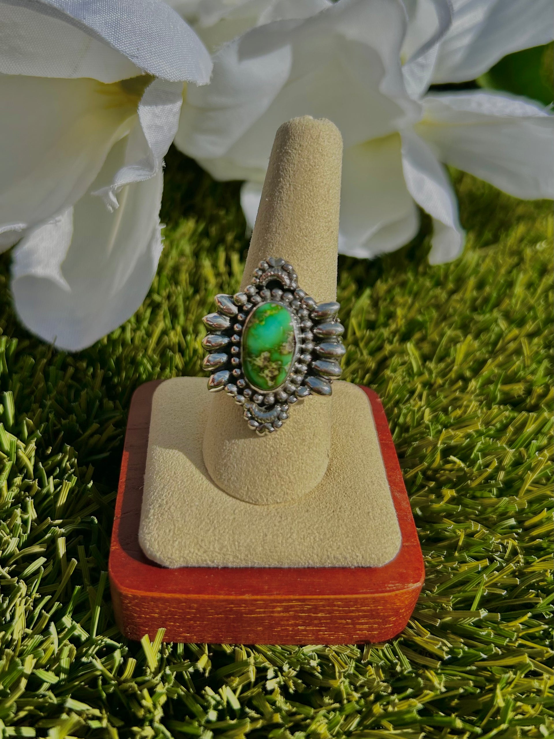 Southwest Sonoran Mountain Turquoise & Sterling Silver Ring Size 9