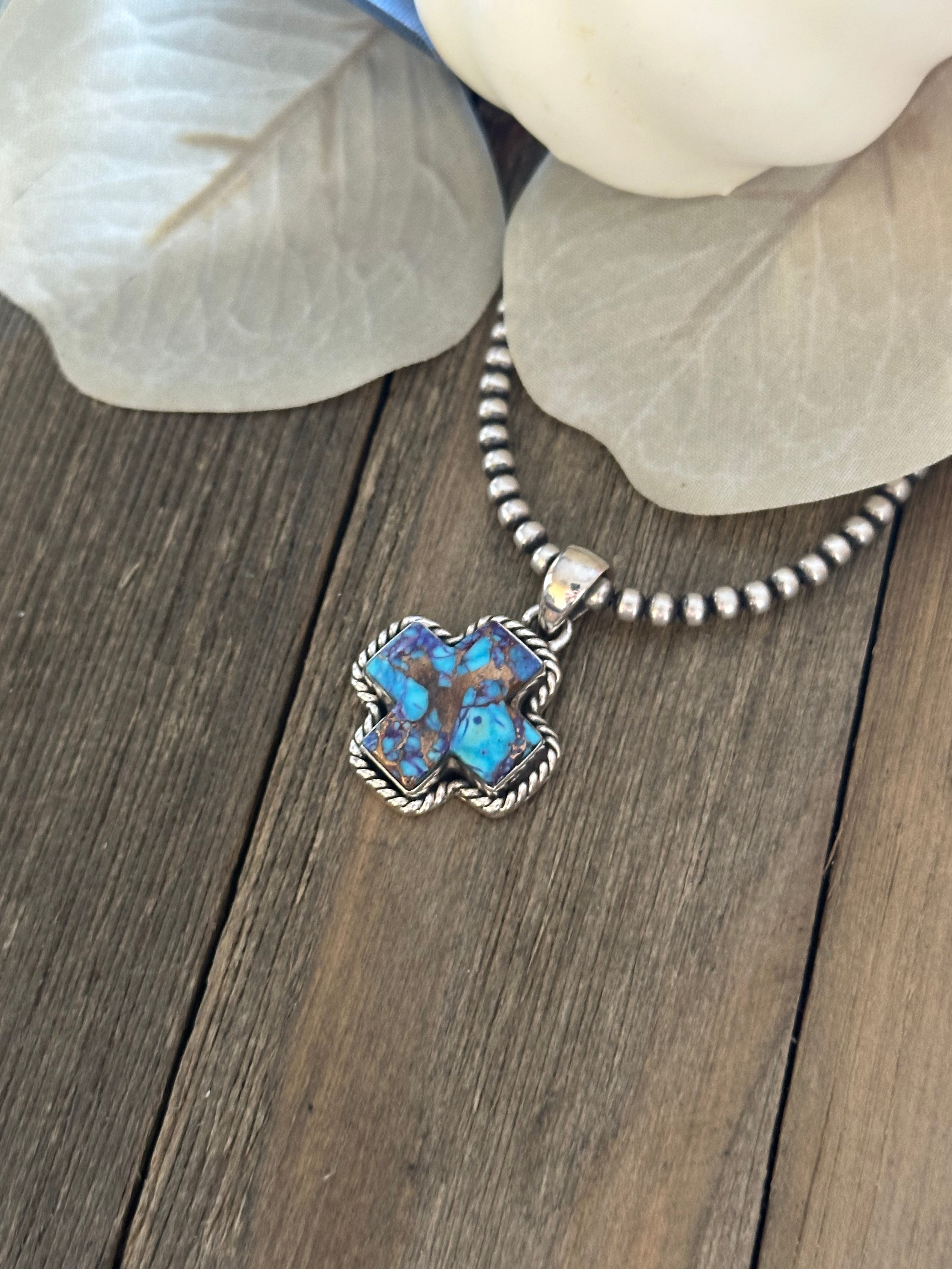 Southwest Handmade Mohave Turquoise & Sterling Silver Pendant