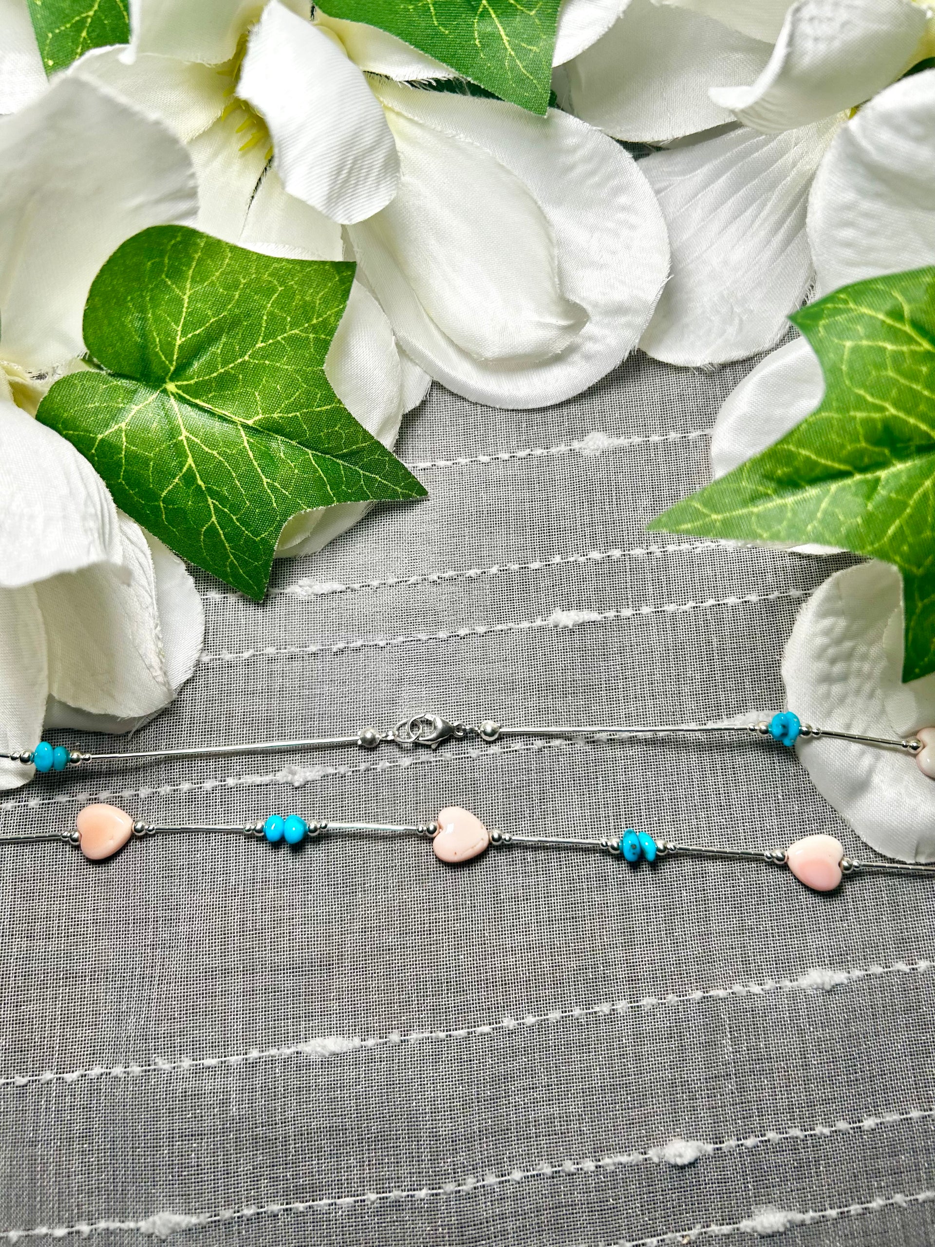 Navajo Made Strung Multi Stone & Sterling Silver Necklace