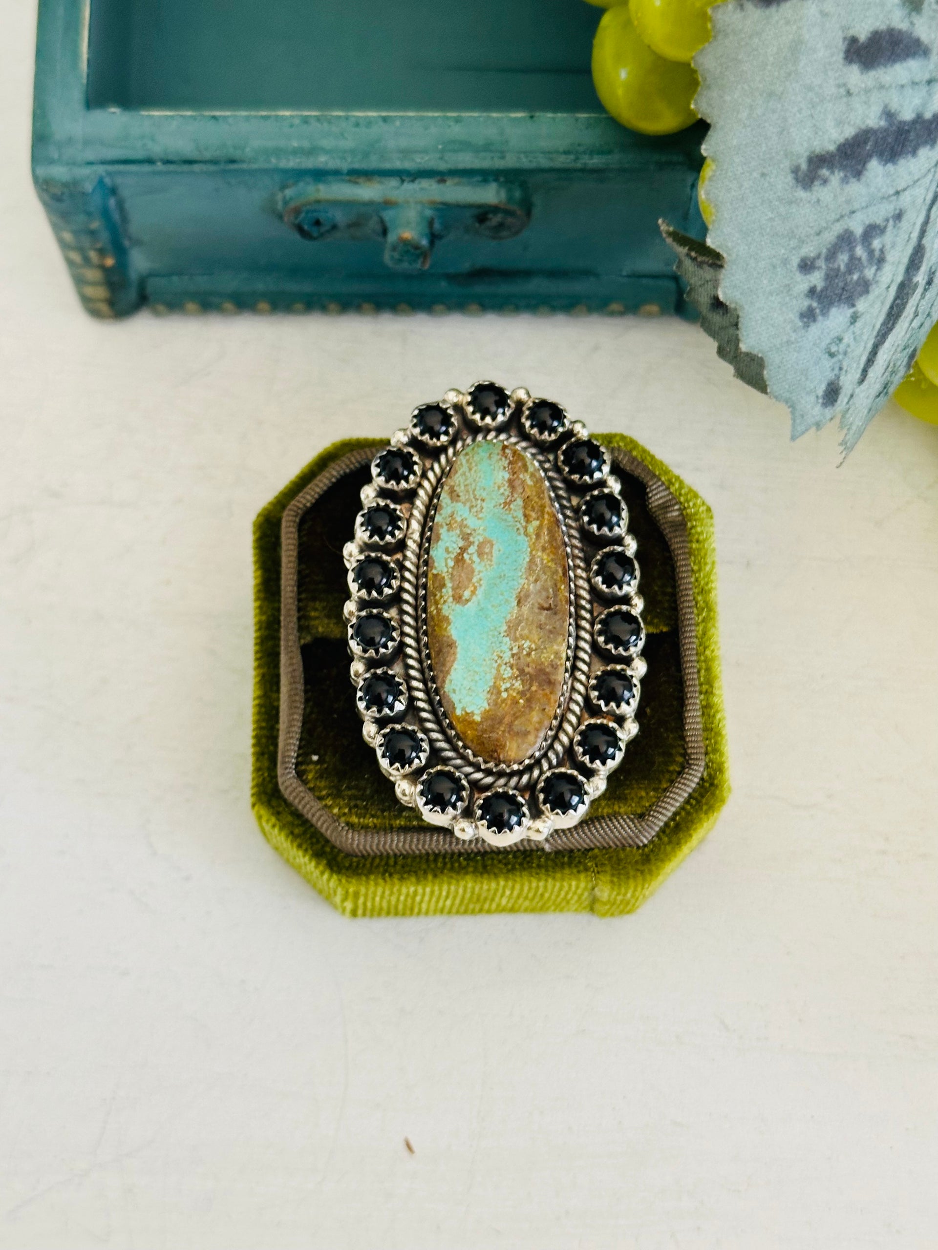 Southwest Handmade Multi Stone & Sterling Silver Cluster Adjustable Ring