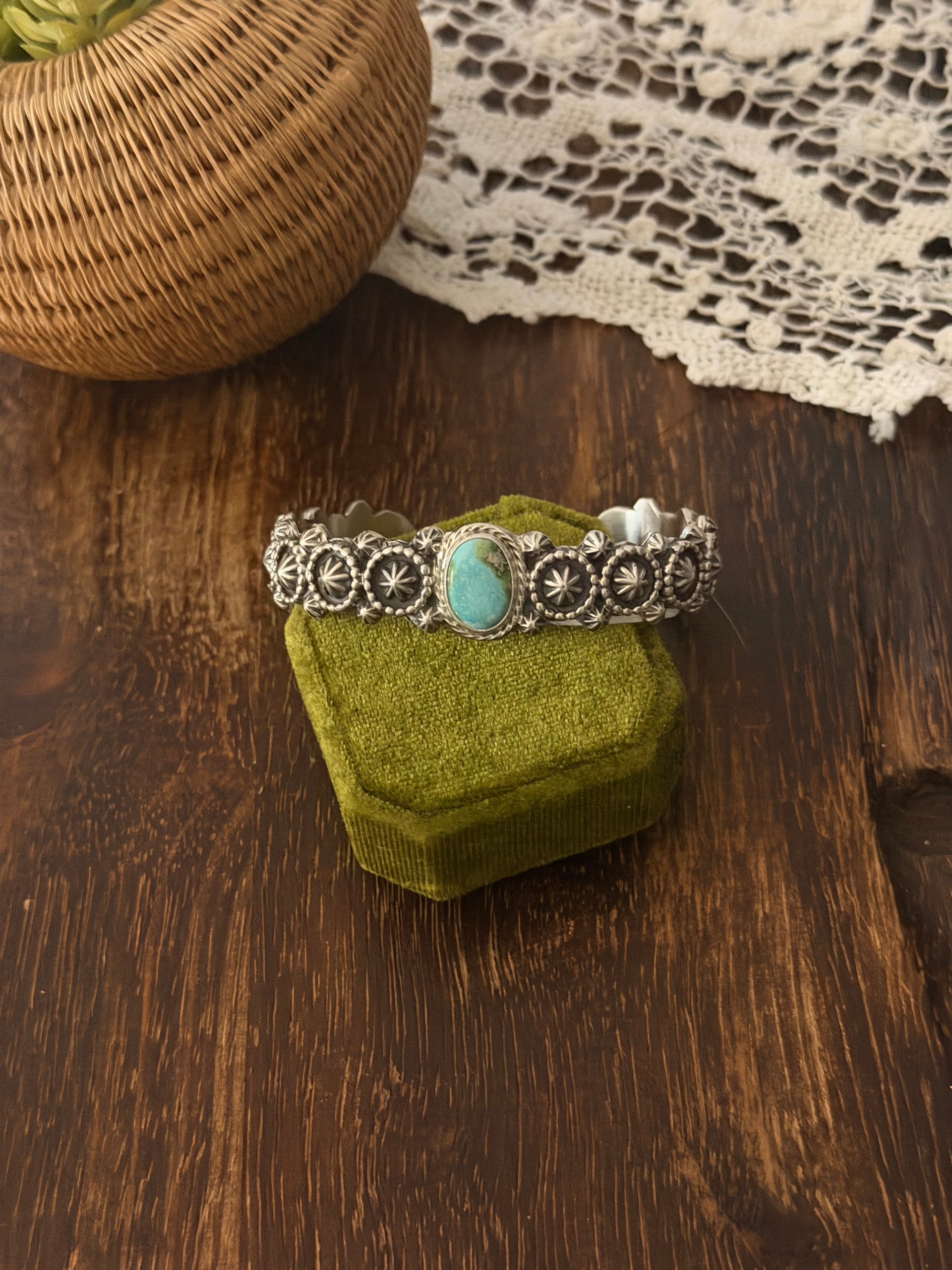 Bobby Platero Sonoran Mountain Turquoise & Sterling Silver Cuff Bracelet