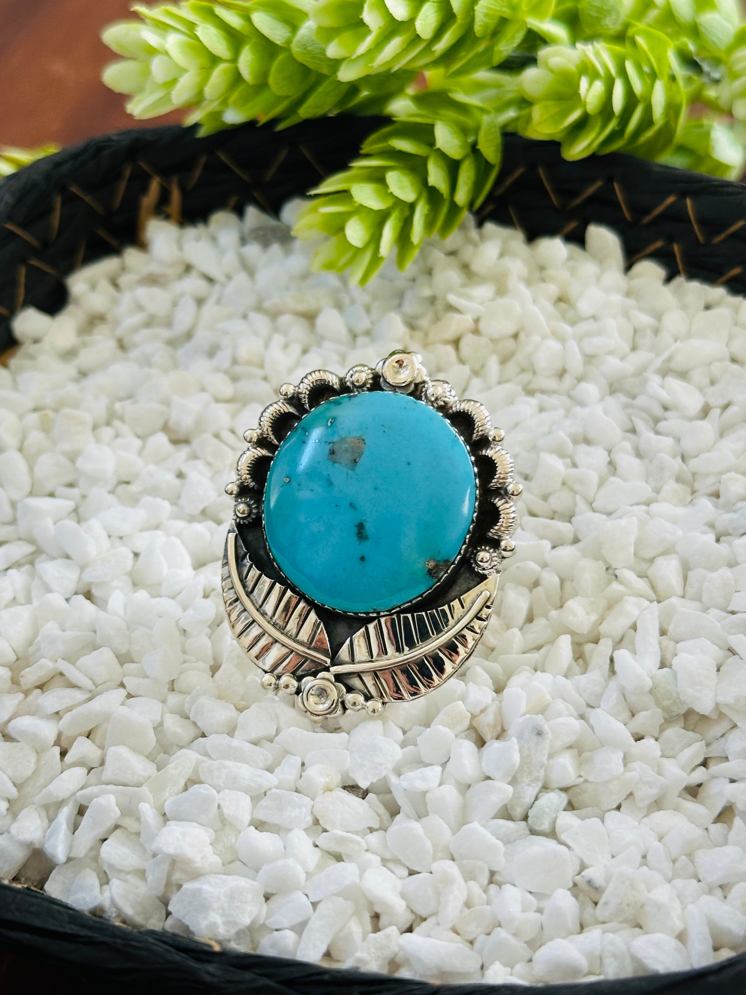 TTD “Retro” Kingman Turquoise & Sterling Silver Adjustable Ring