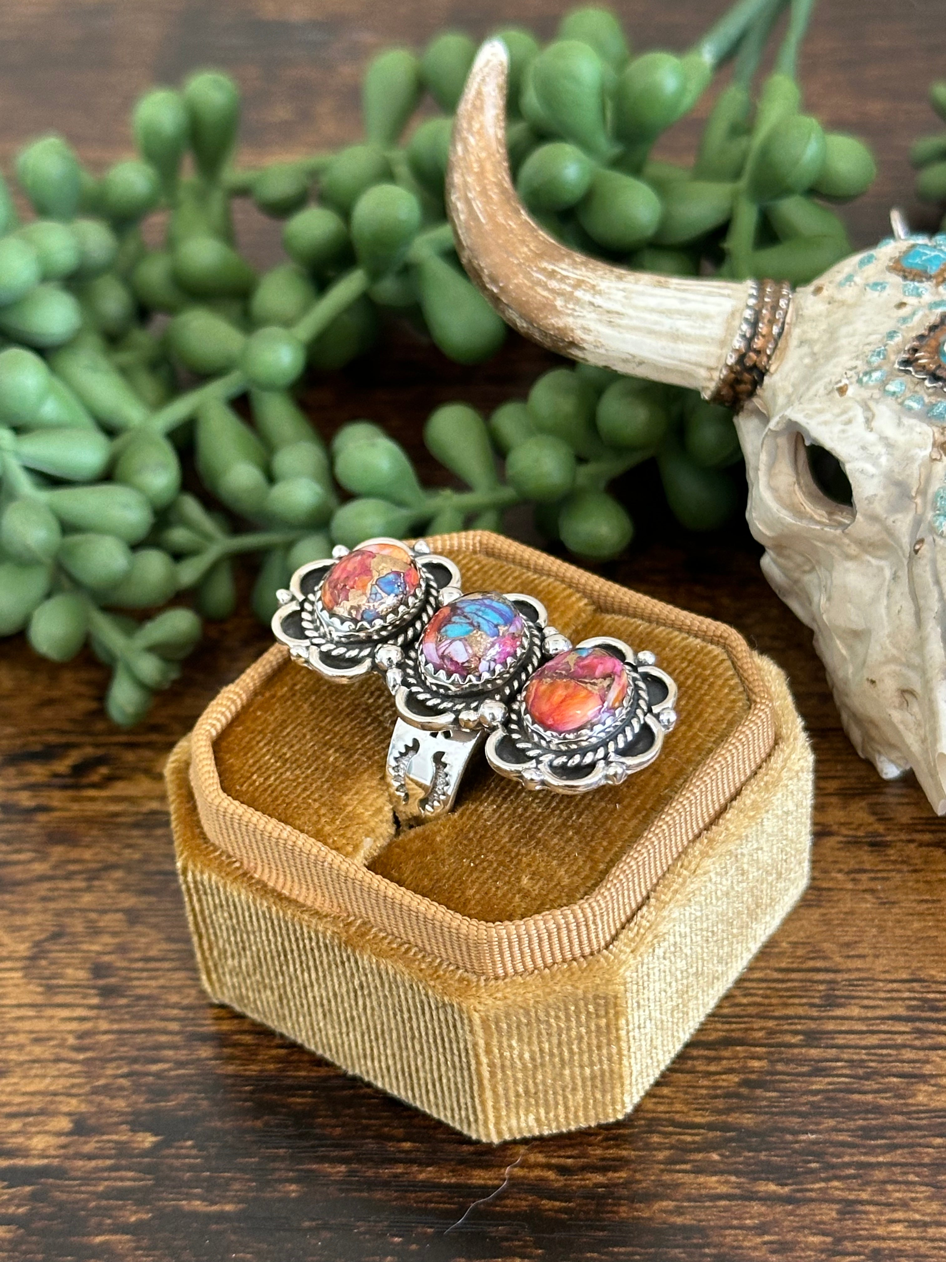 Southwest Handmade Mohave Turquoise & Sterling Silver Adjustable Ring