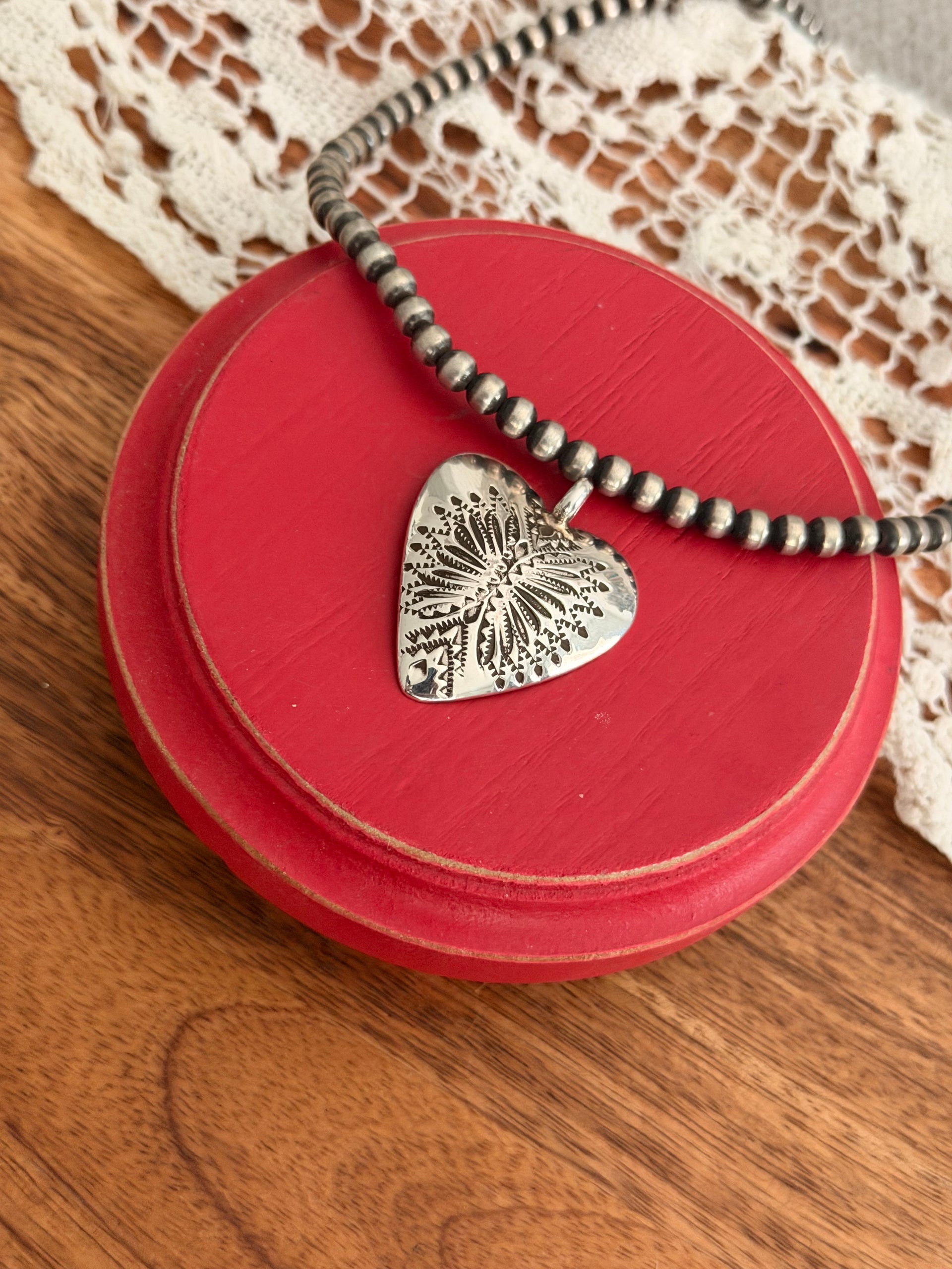 Navajo Made Sterling Silver Heart Pendant