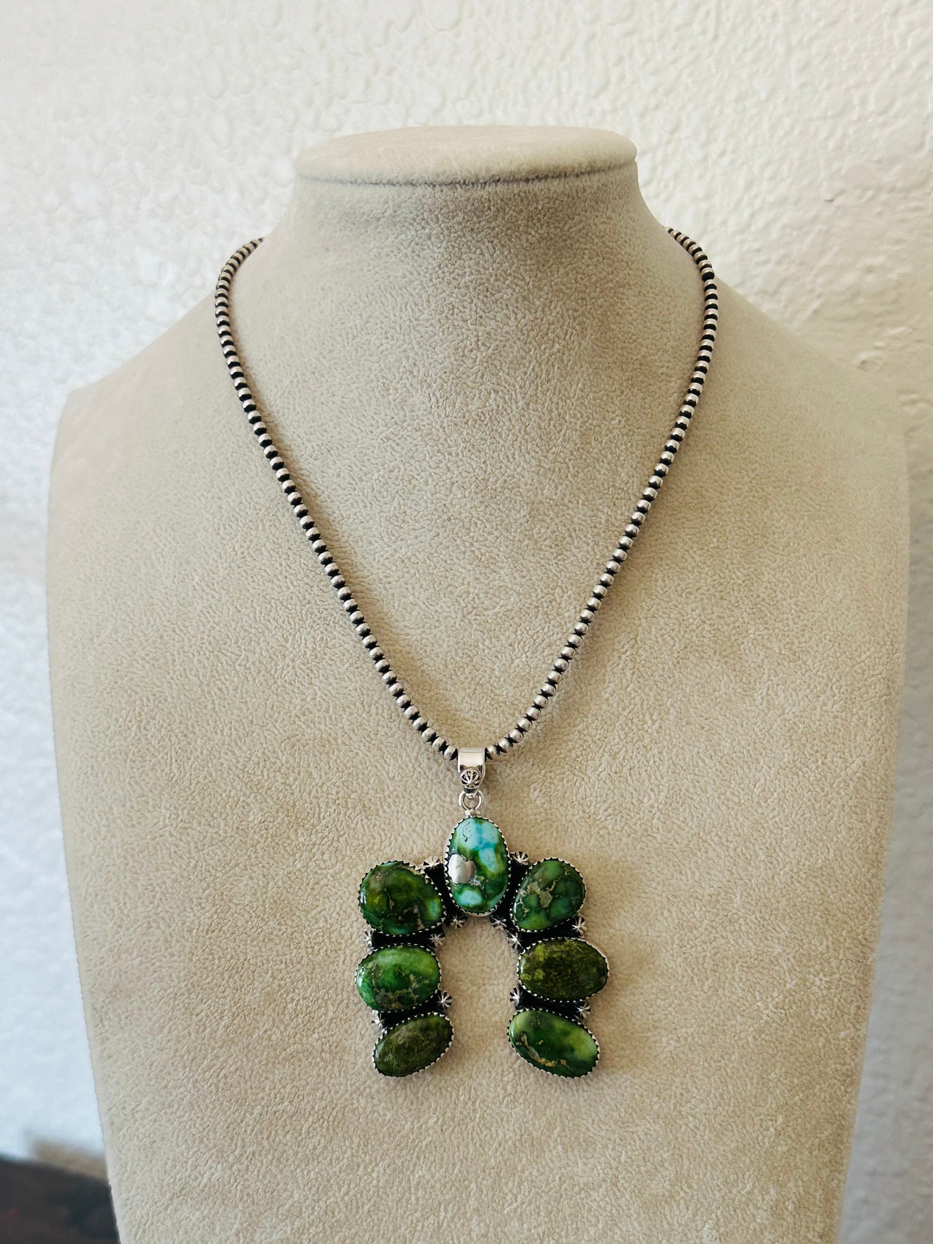 Southwest Handmade Sonoran Gold Turquoise & Sterling Silver Naja Pendant