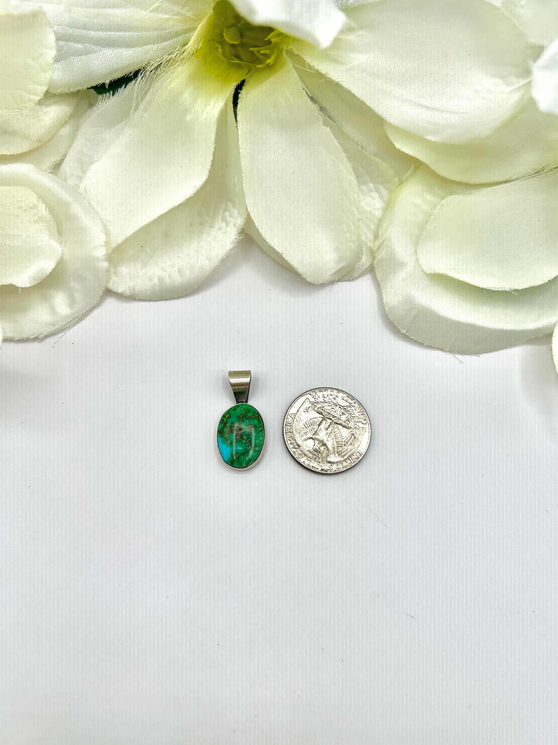 Navajo Made Sonoran Gold Turquoise & Sterling Silver Pendant