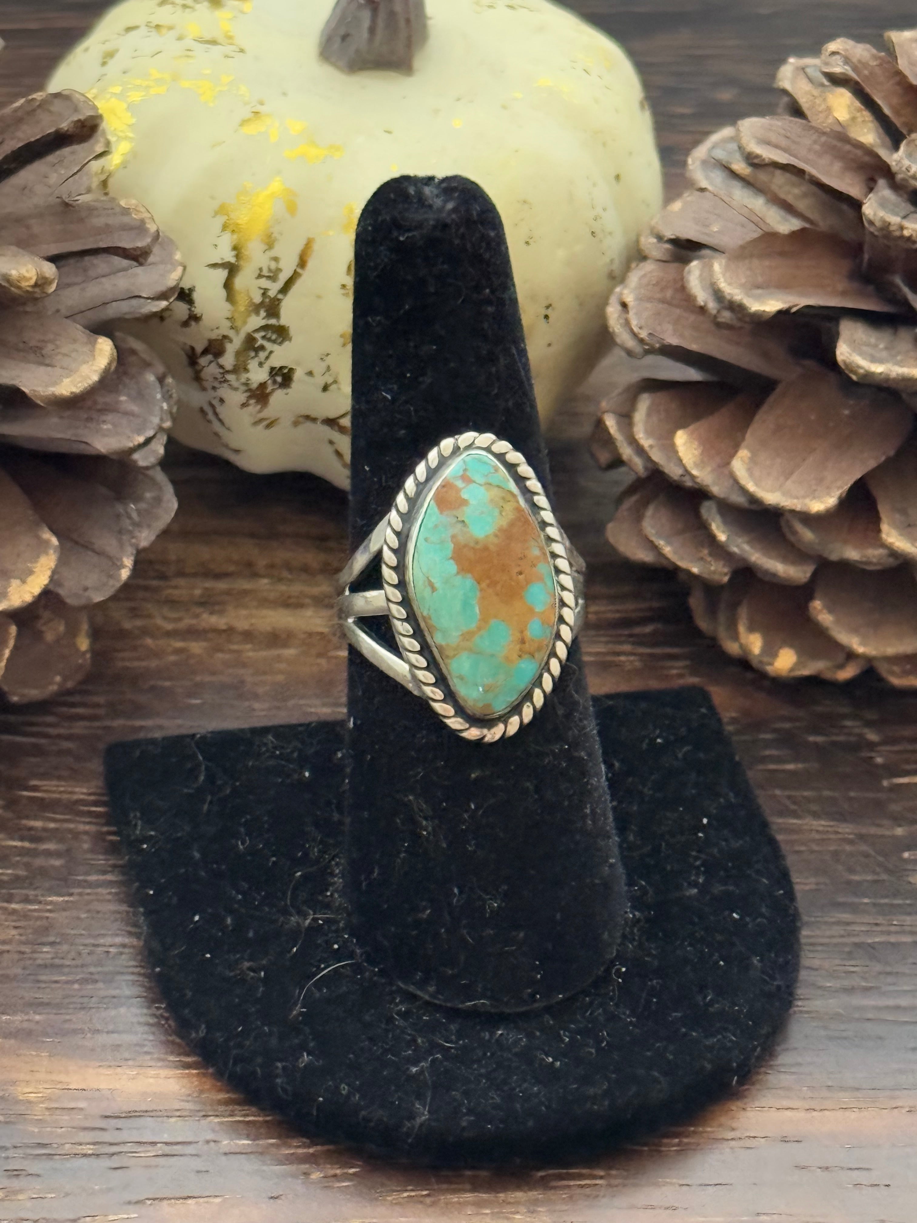 Navajo Made Royston Turquoise and Sterling Silver Ring Size 7.5