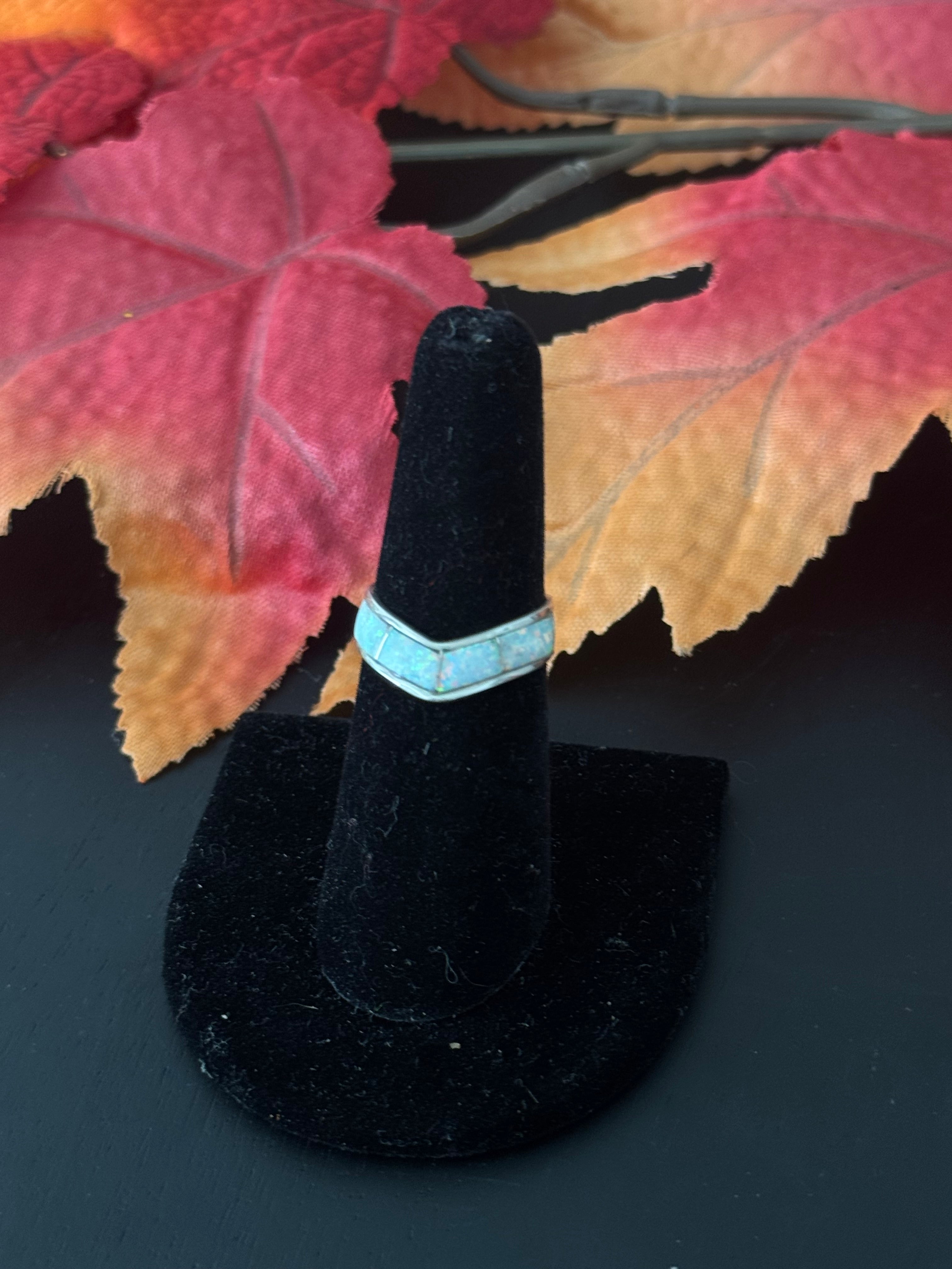 Navajo Made Opal (Man-Made) & Sterling Silver Ring