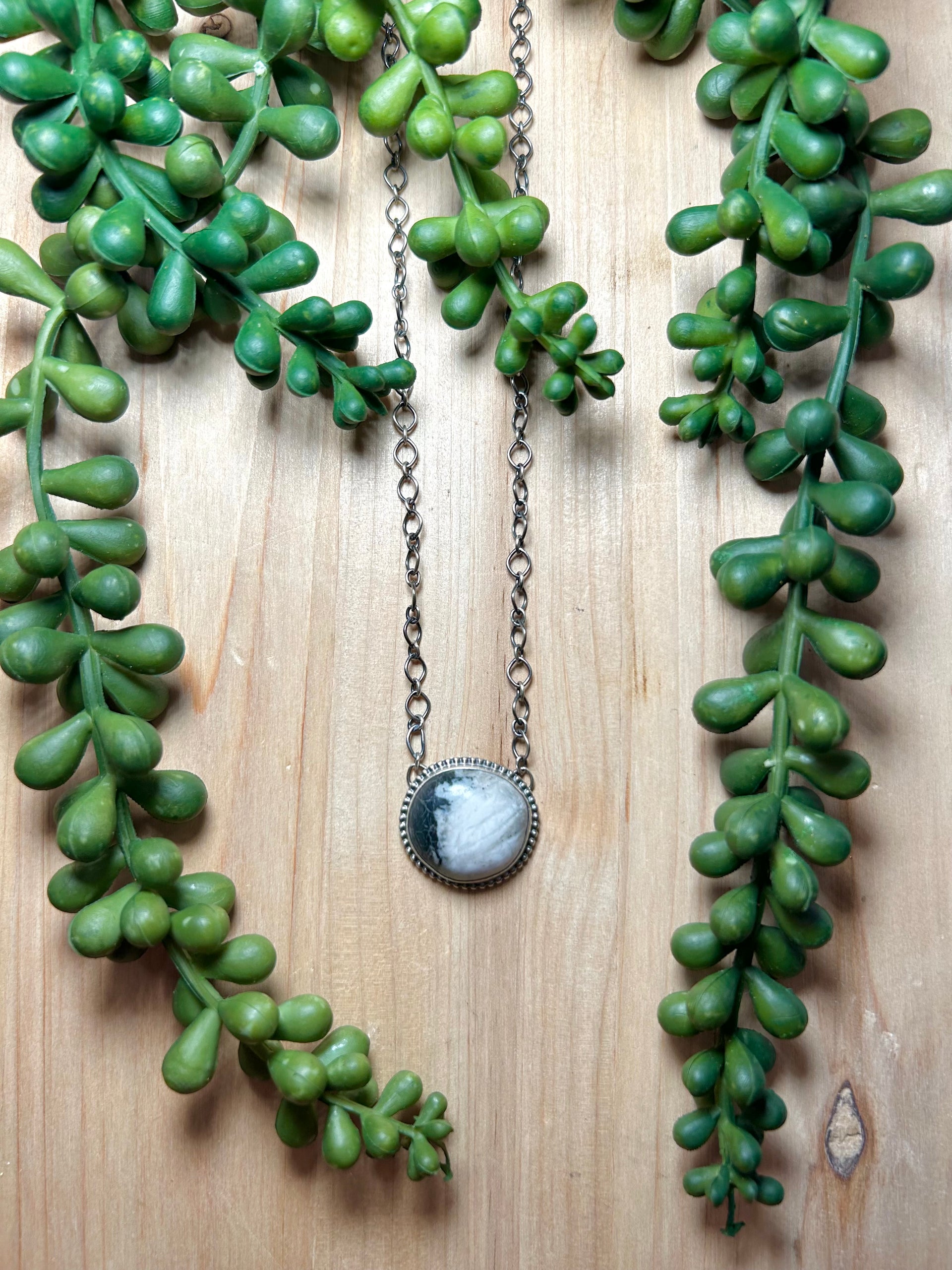 Navajo Made White Buffalo & Sterling Silver Necklace