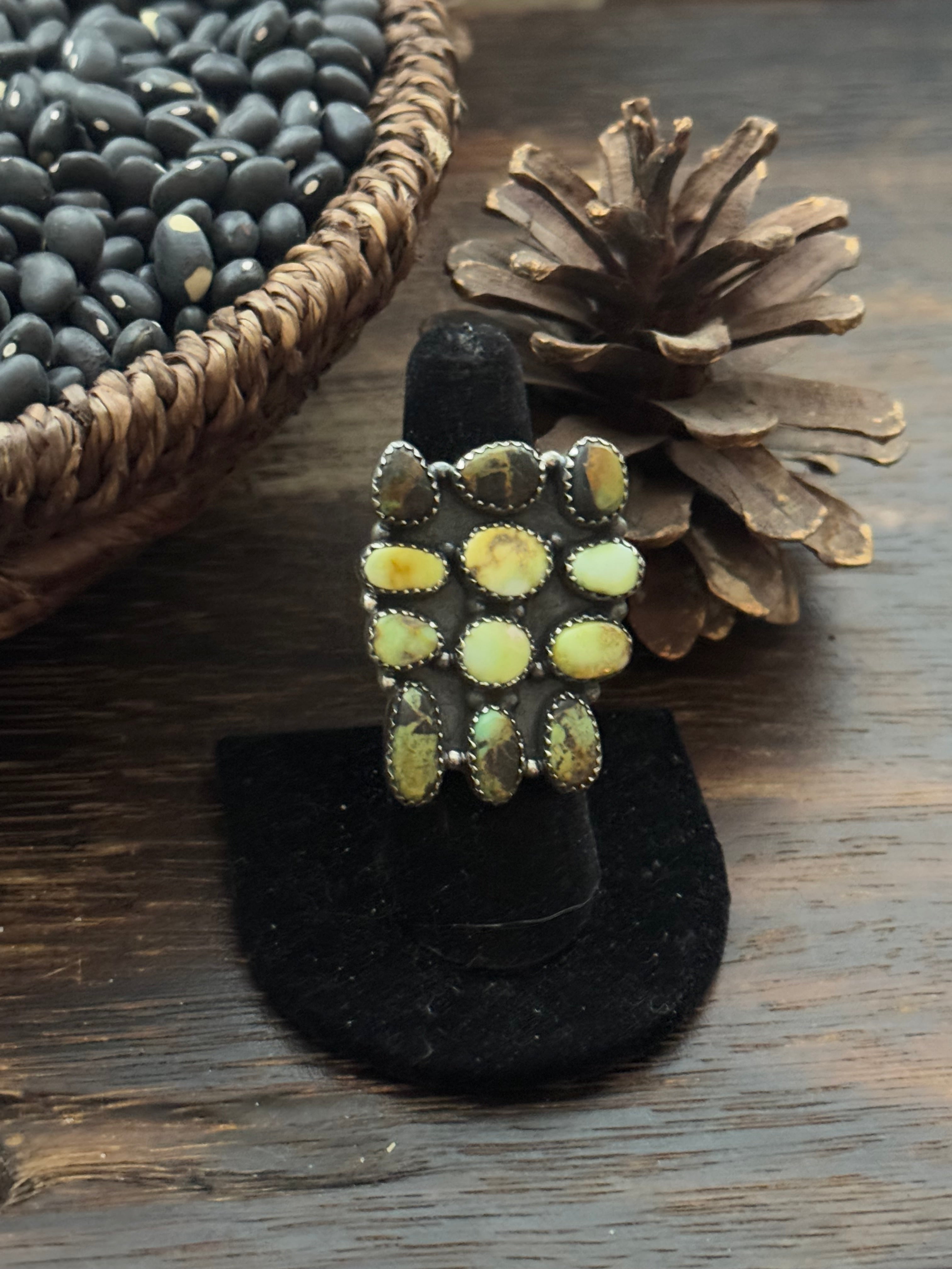 Southwest Handmade Multi Stone & Sterling Silver Adjustable Ring