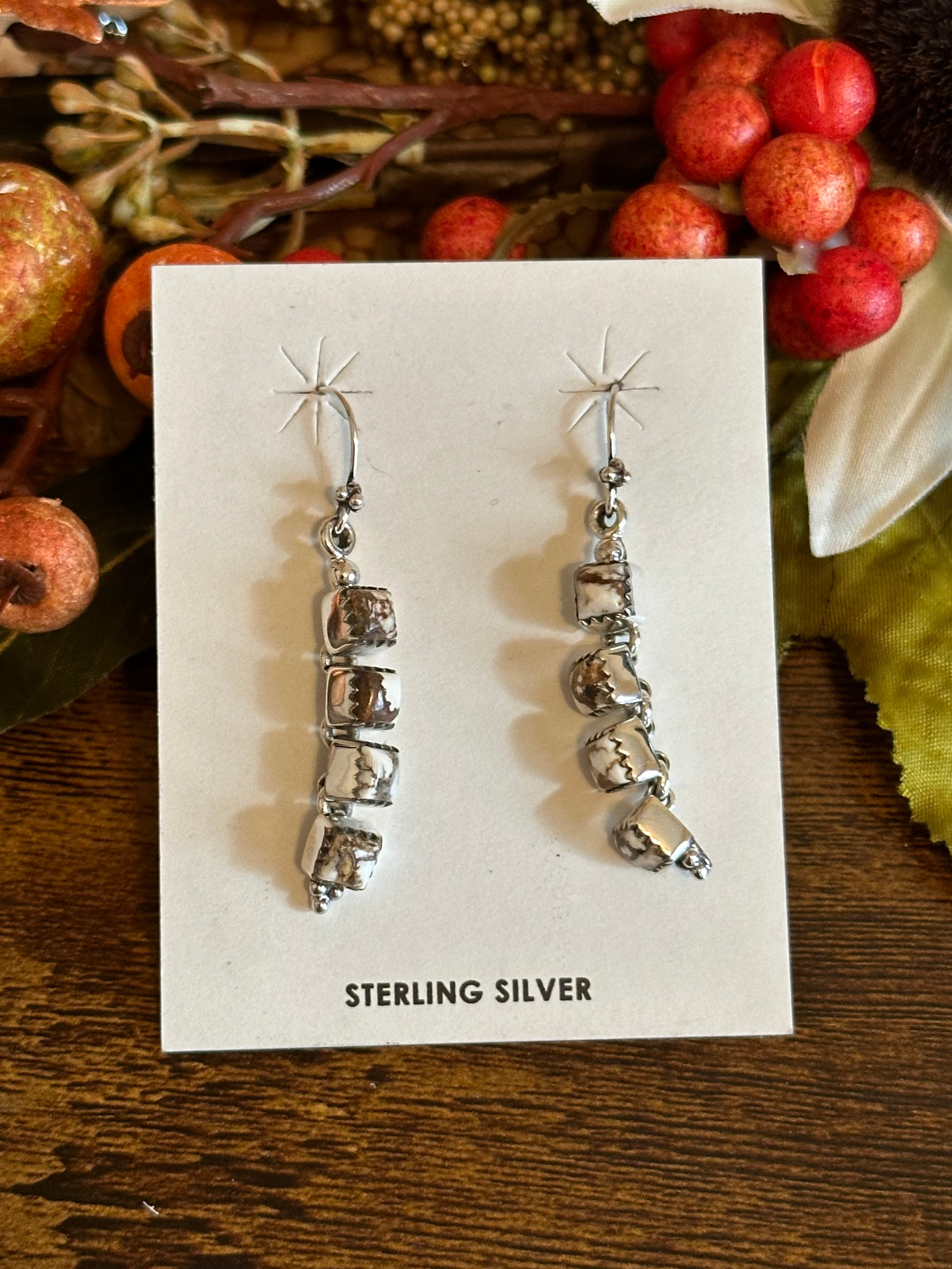 Southwest Handmade Wild Horse & Sterling Silver Dangle Earrings