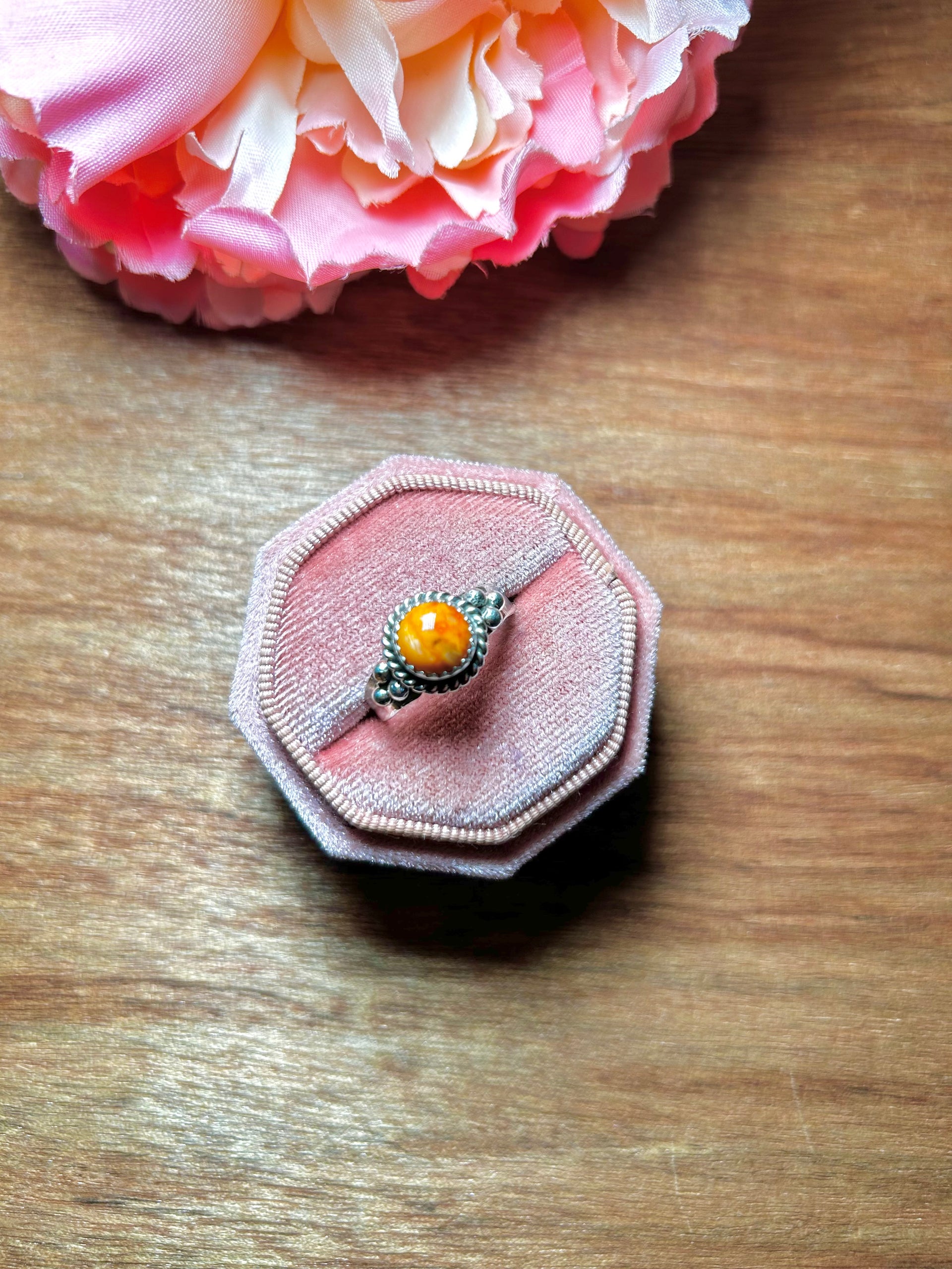 Navajo Made Spiny Oyster & Sterling Silver Ring