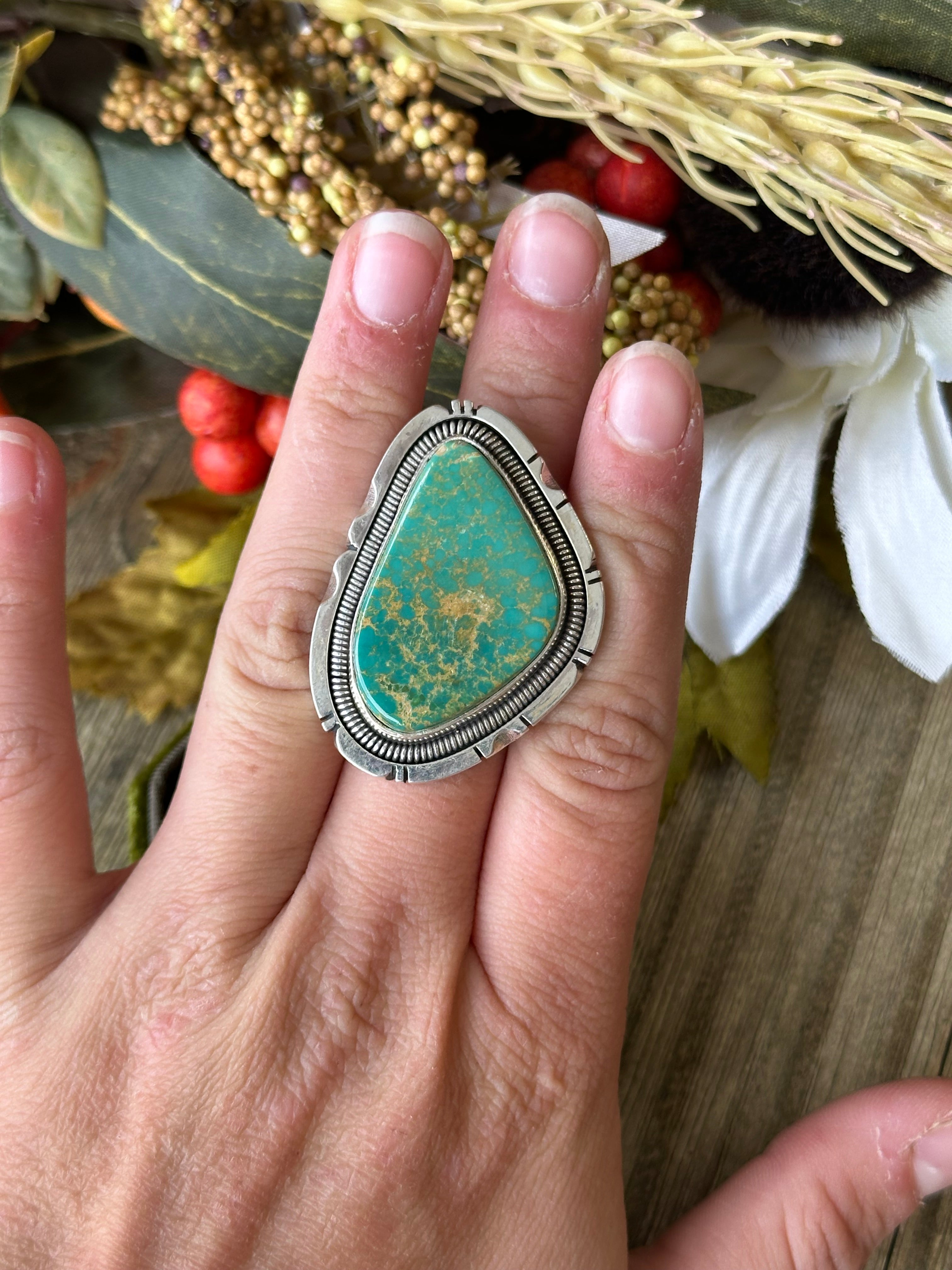 Wydell Billie Royston Turquoise & Sterling Silver Ring Size 6.75