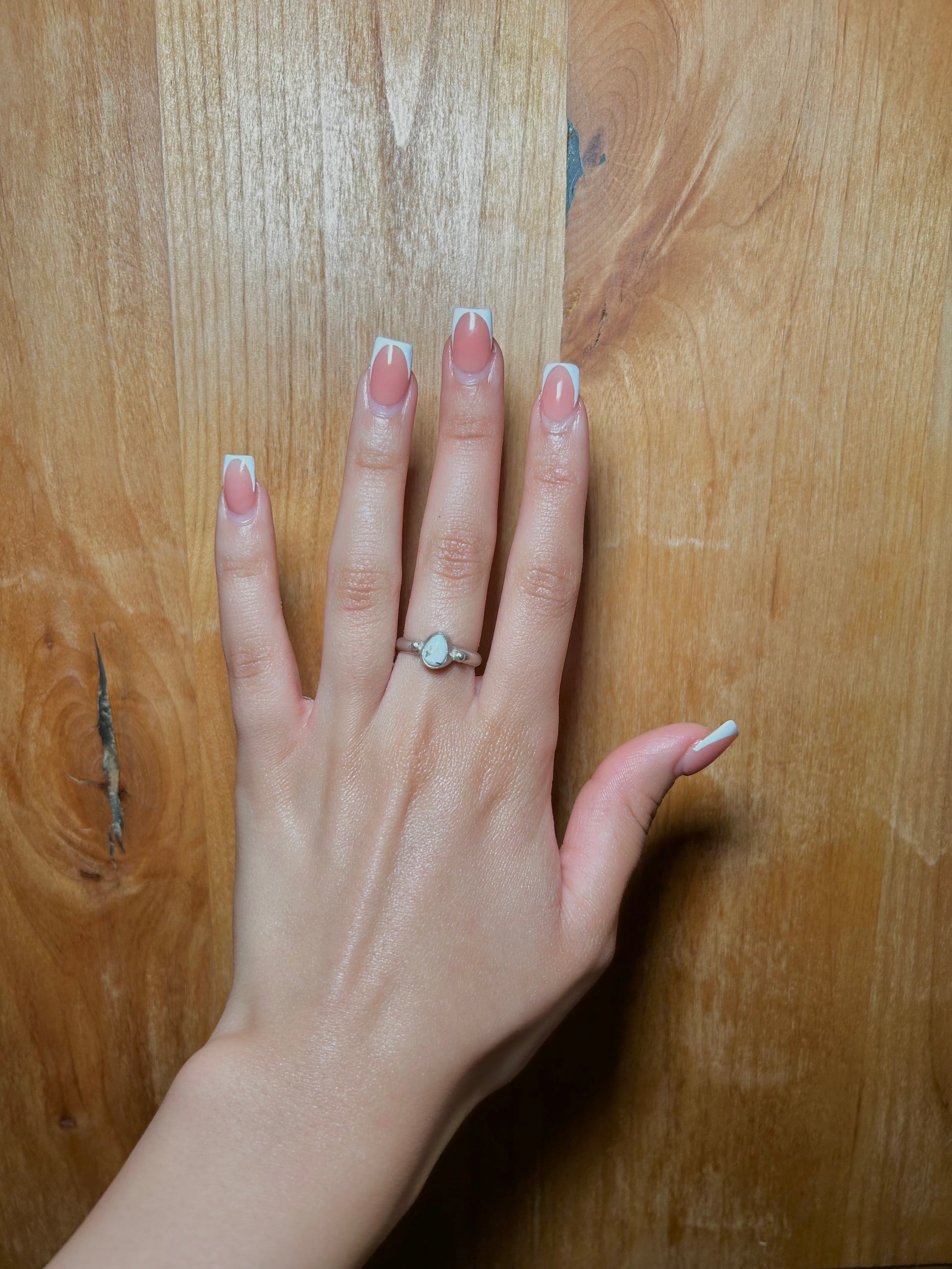 Navajo Made White Buffalo & Sterling Silver Ring Size 6