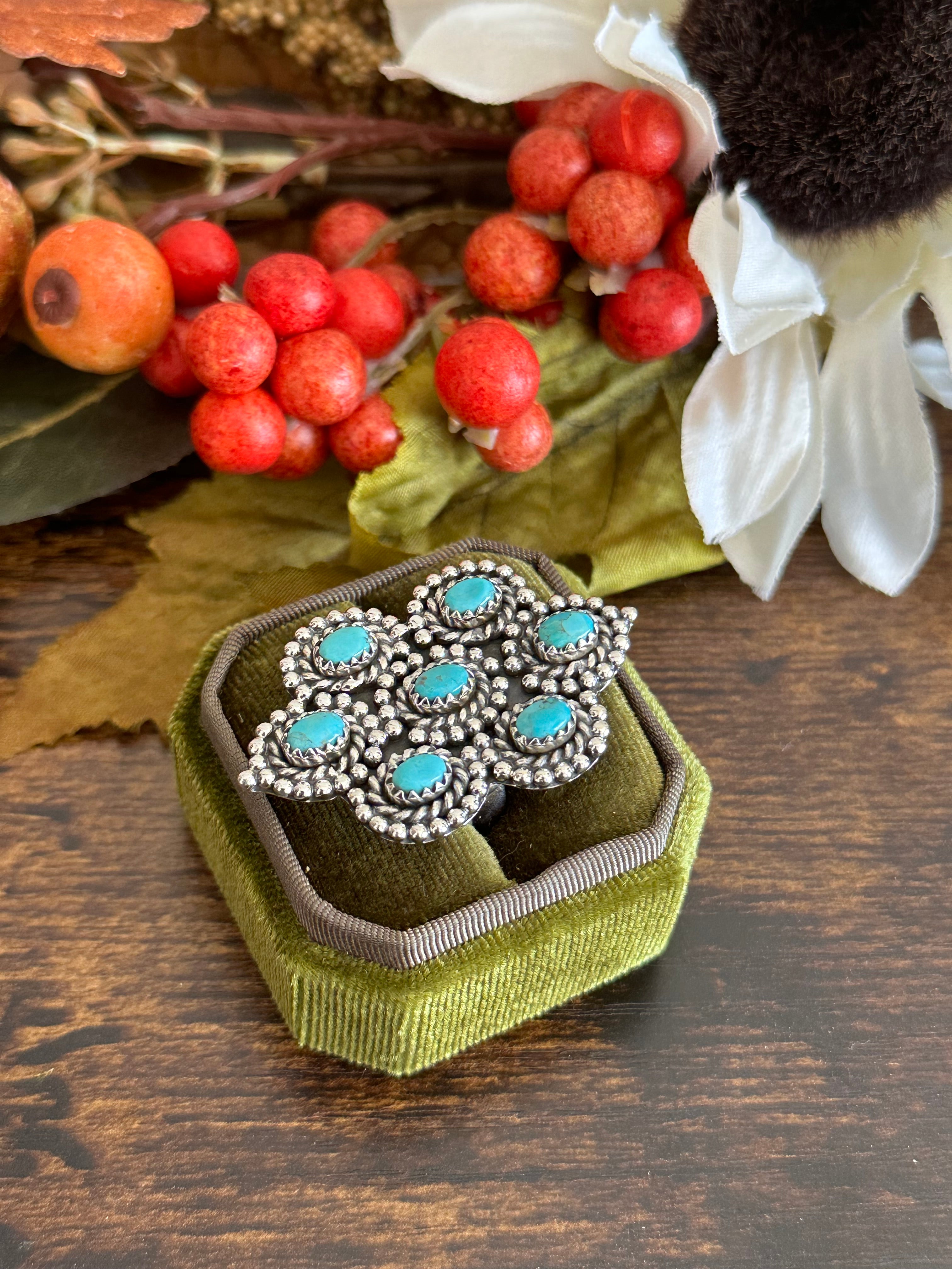 Southwest Handmade Kingman Turquoise & Sterling Silver Adjustable Ring