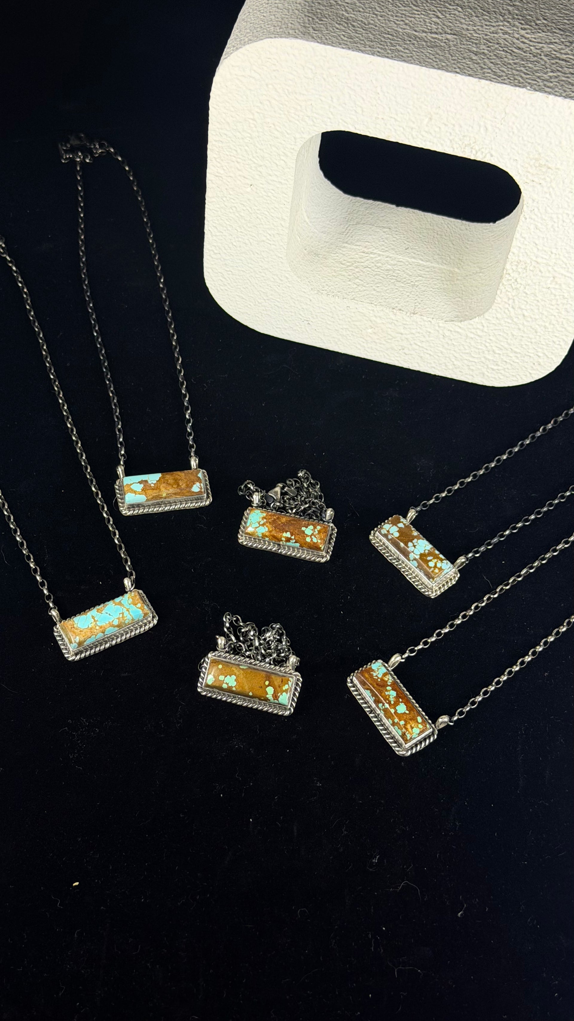 Johnny Dixon Mine 8 Turquoise & Sterling Silver Bar Necklace