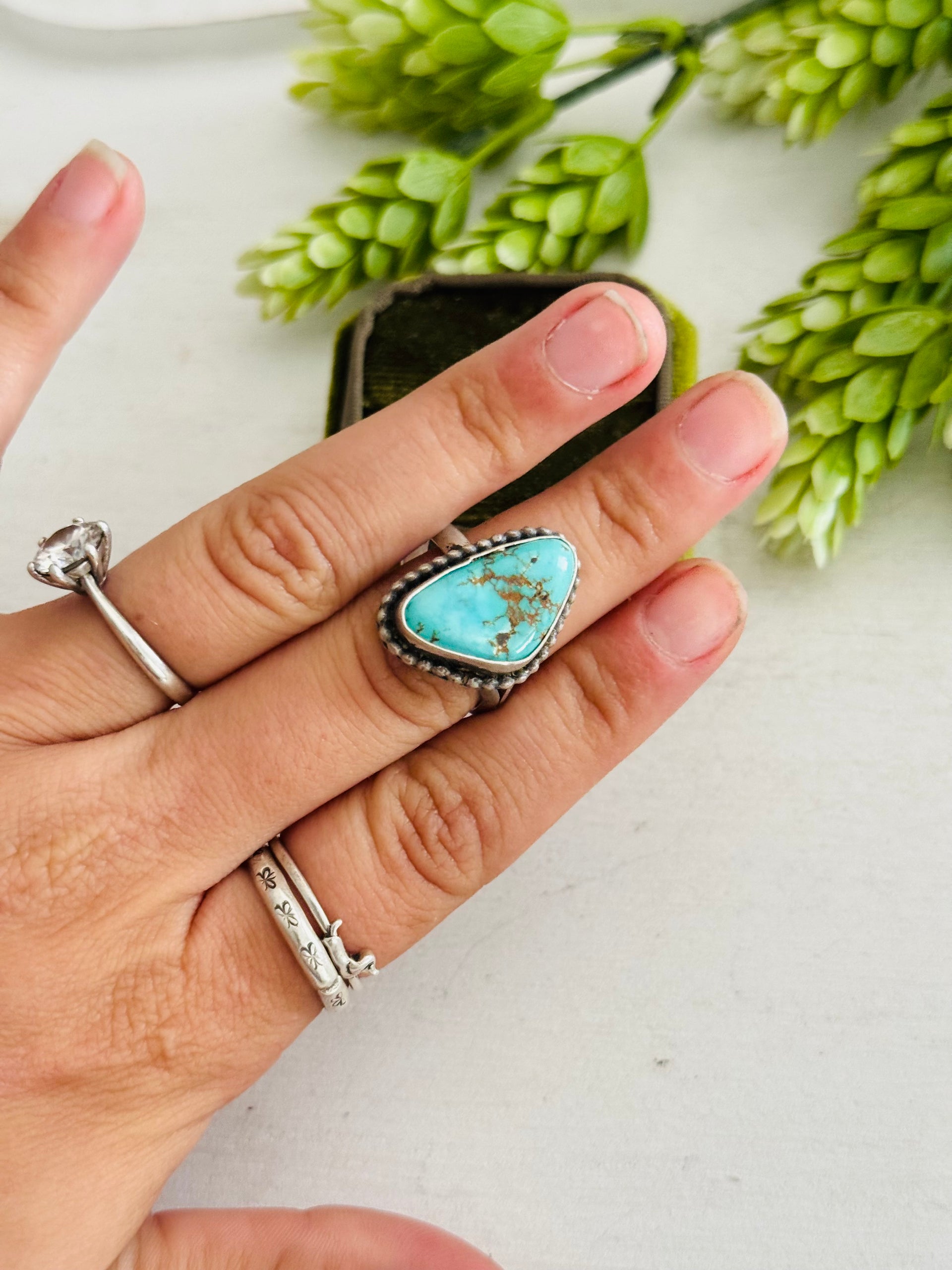 Eli Skeets Royston Turquoise & Sterling Silver Adjustable Ring
