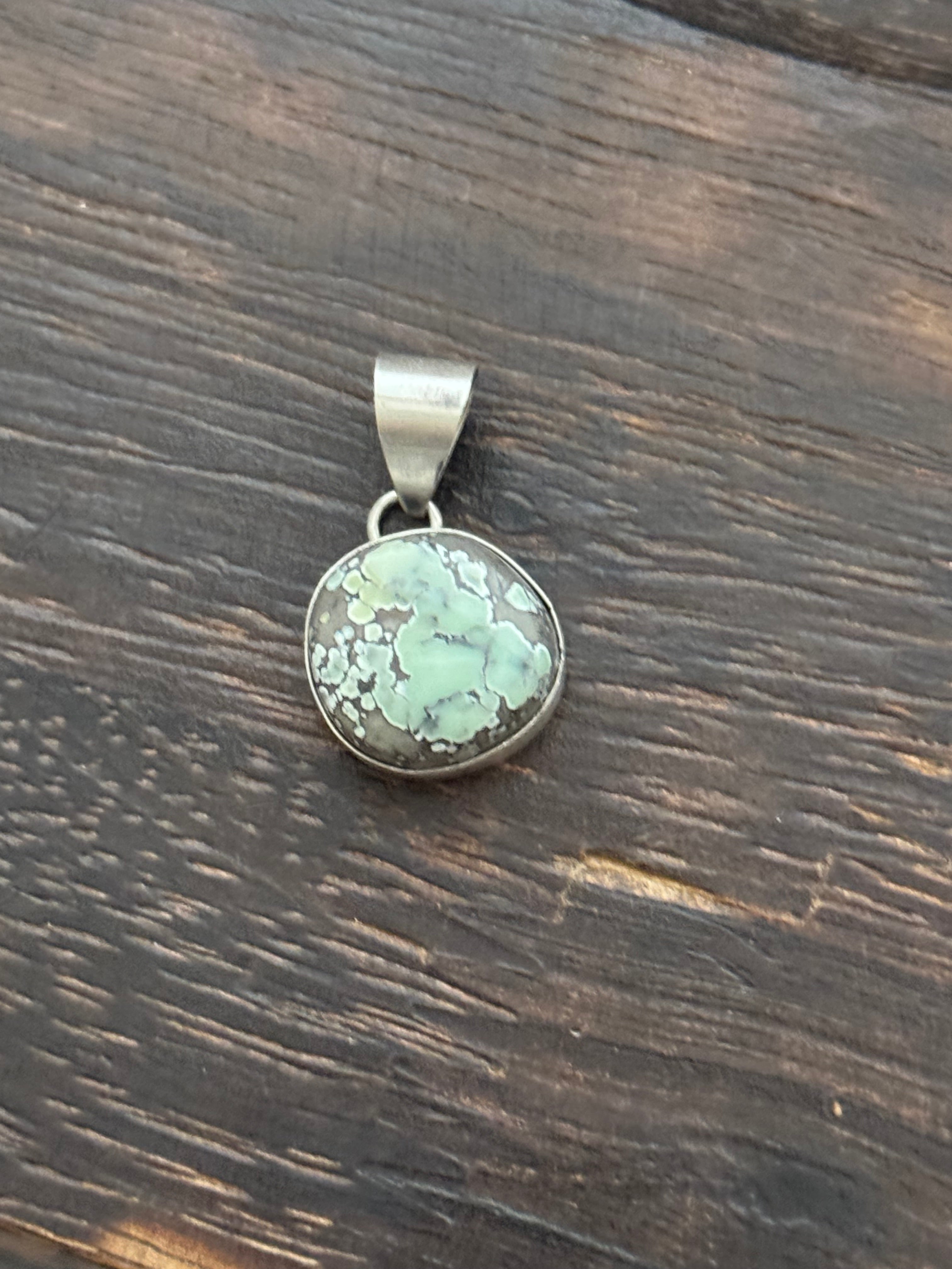 Navajo Made New Lander Variscite & Sterling Silver Pendant