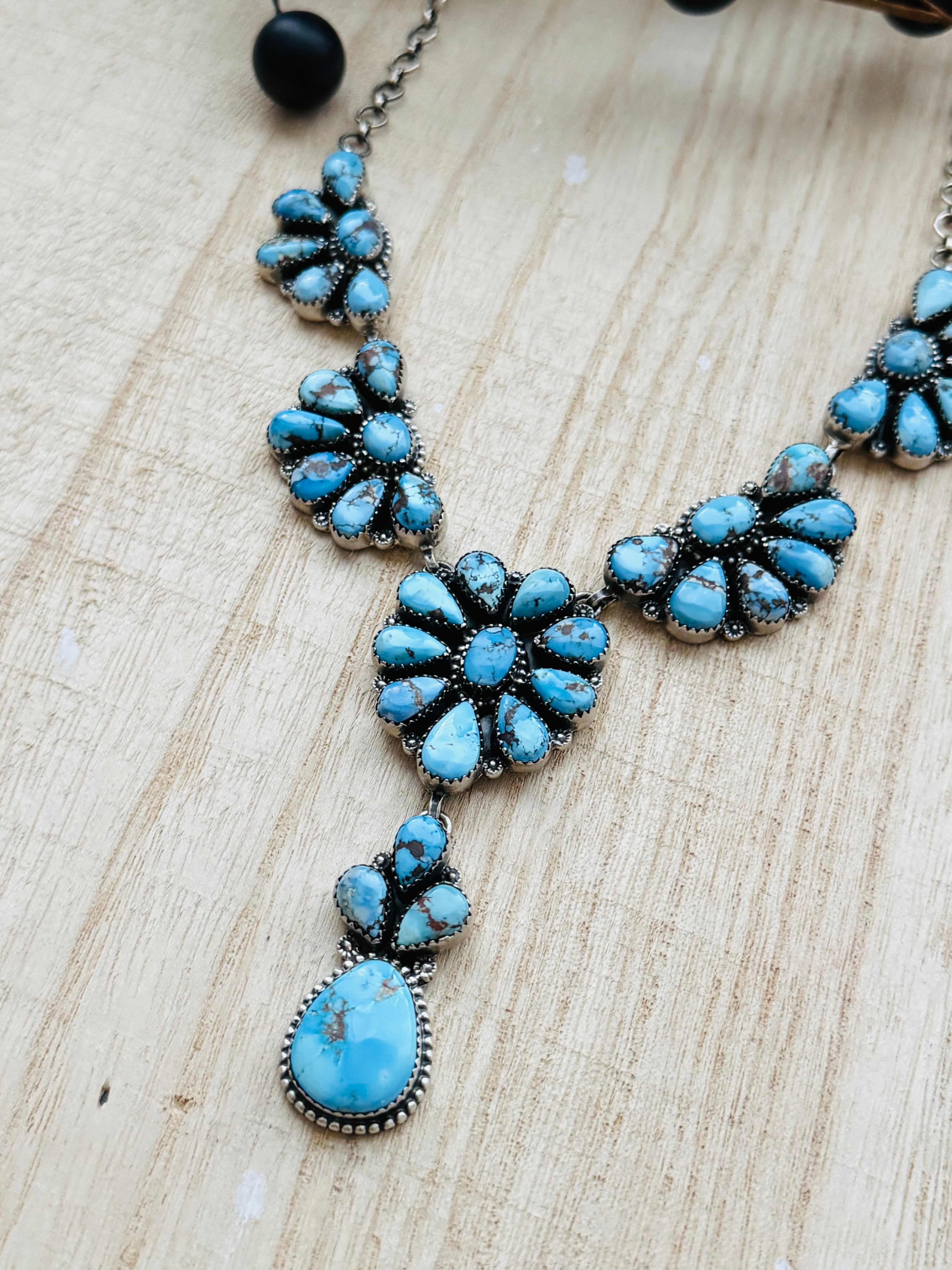 Southwest Handmade Golden Hills Turquoise & Sterling Silver Necklace