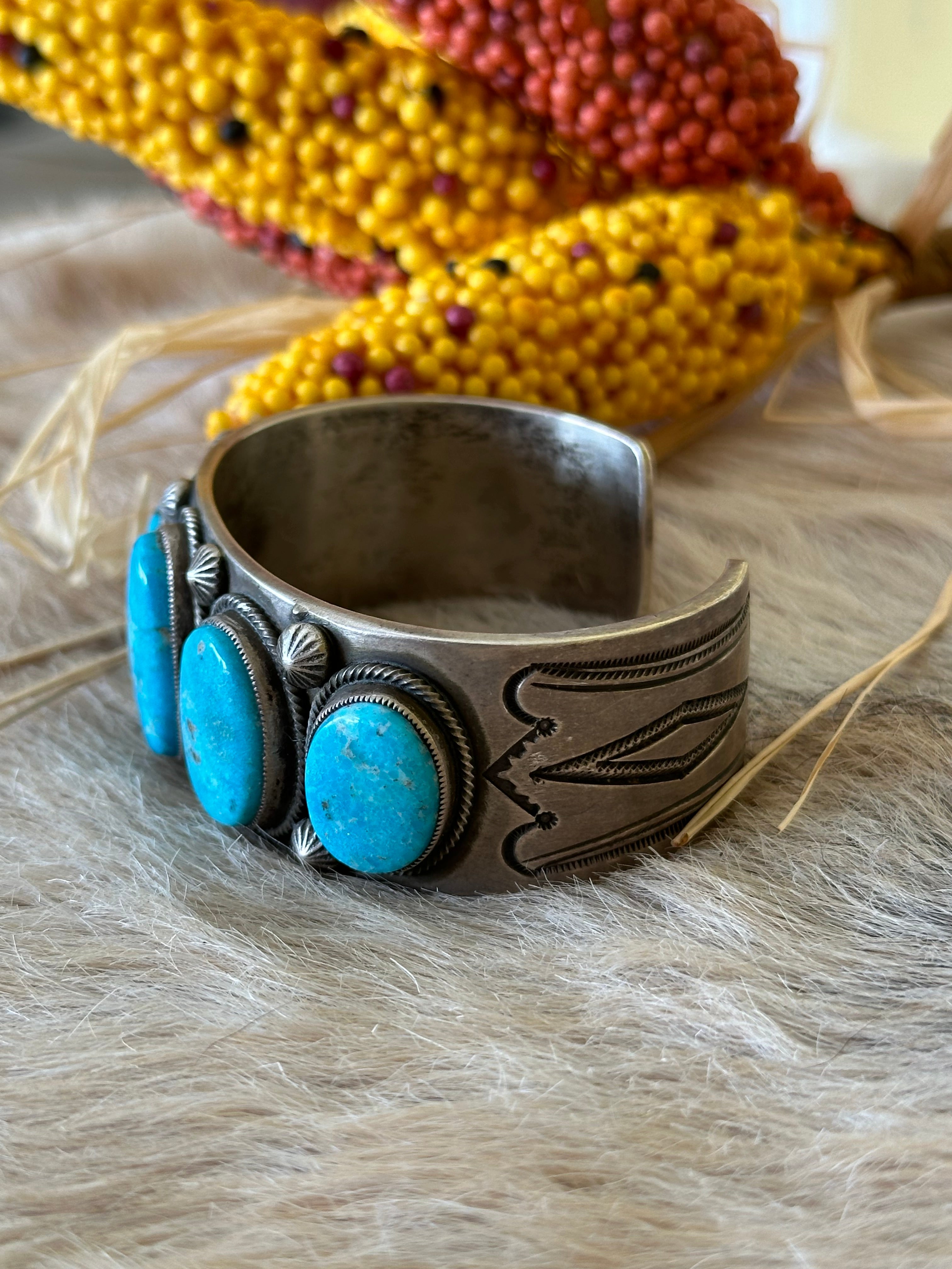 Calvin Martinez Valley Blue Turquoise & Sterling Silver Cuff Bracelet