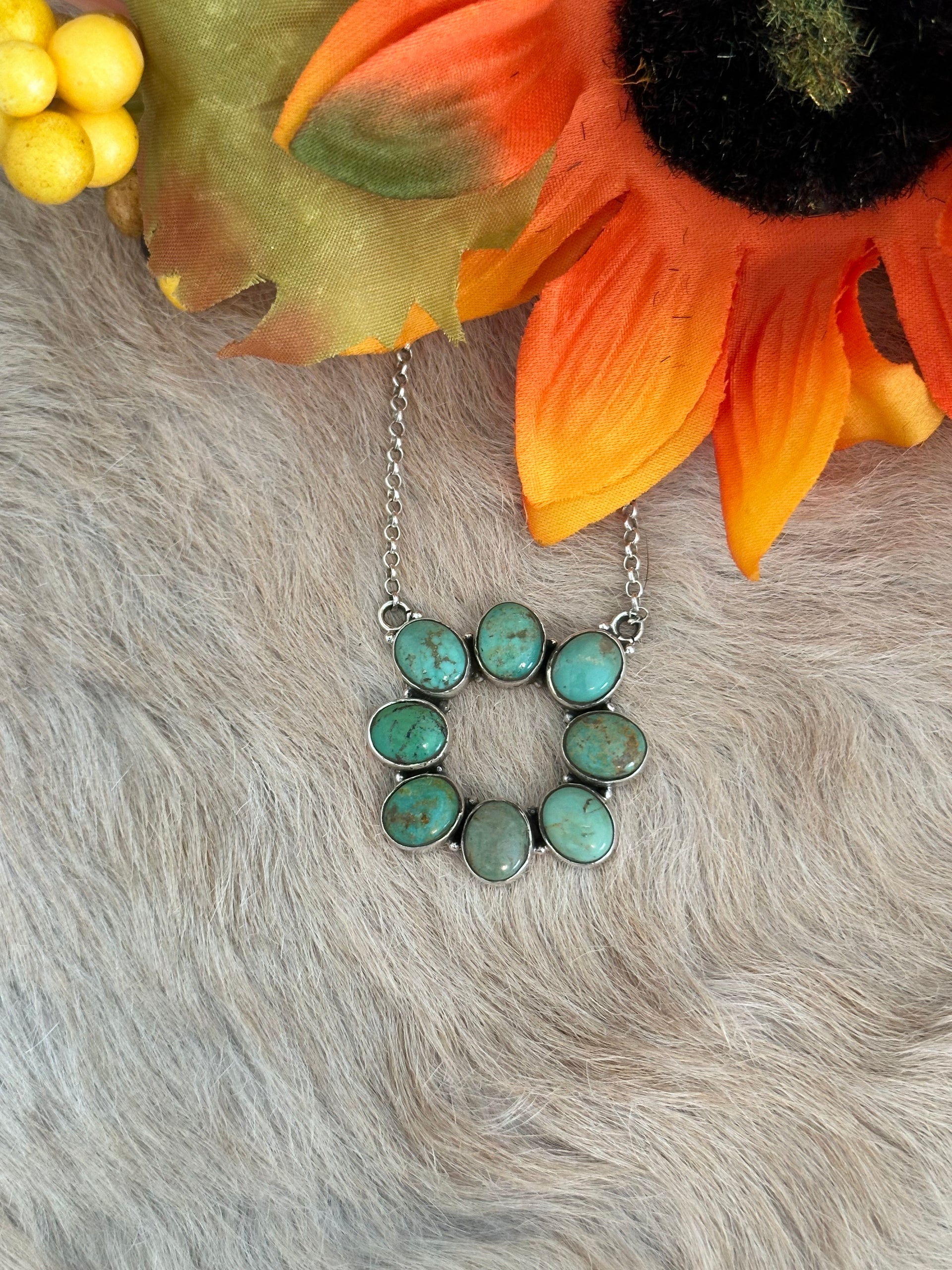 Southwest Made Kingman Turquoise & Sterling Silver Necklace