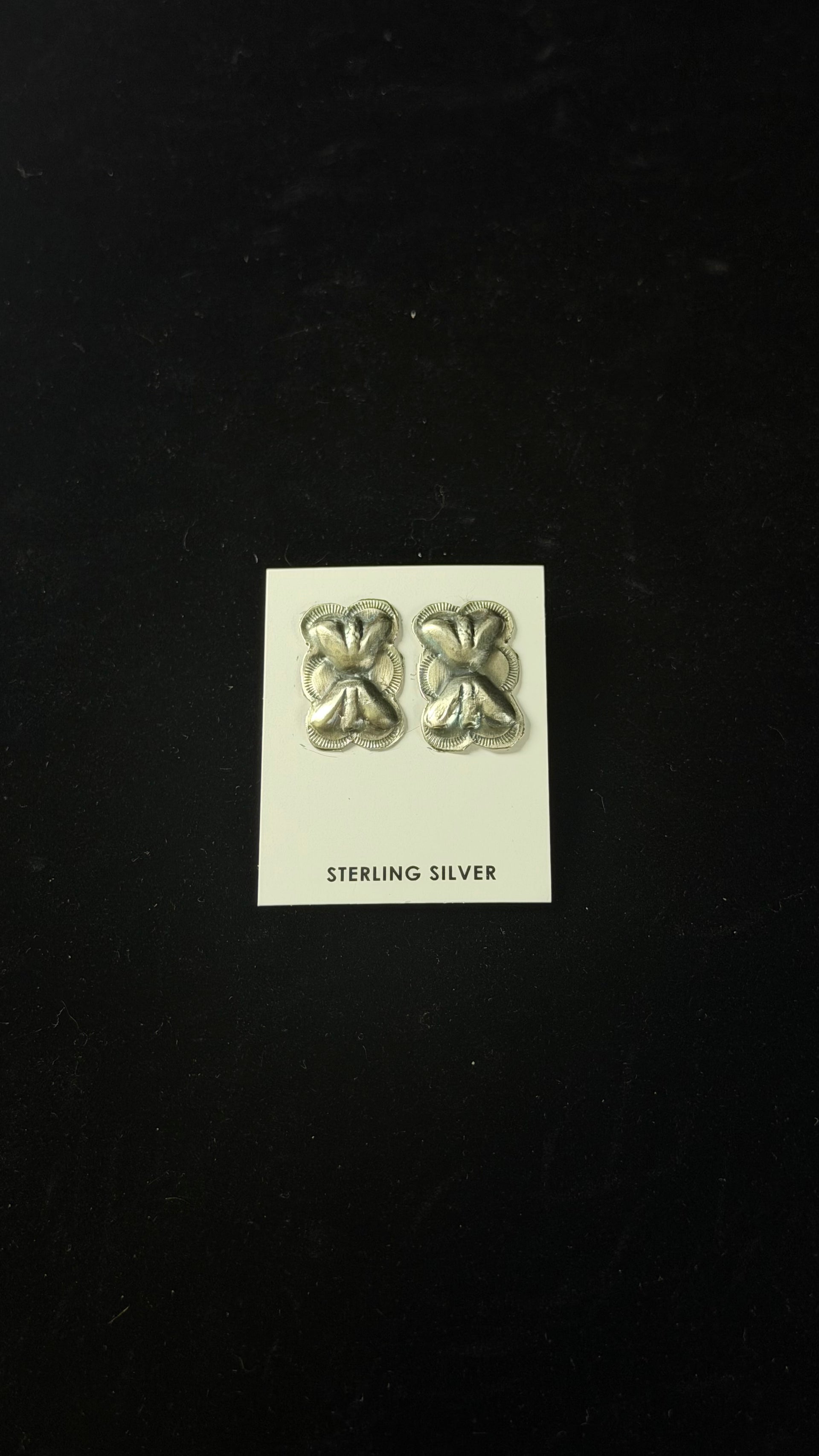 Navajo Made Sterling Silver Post Concho Earrings