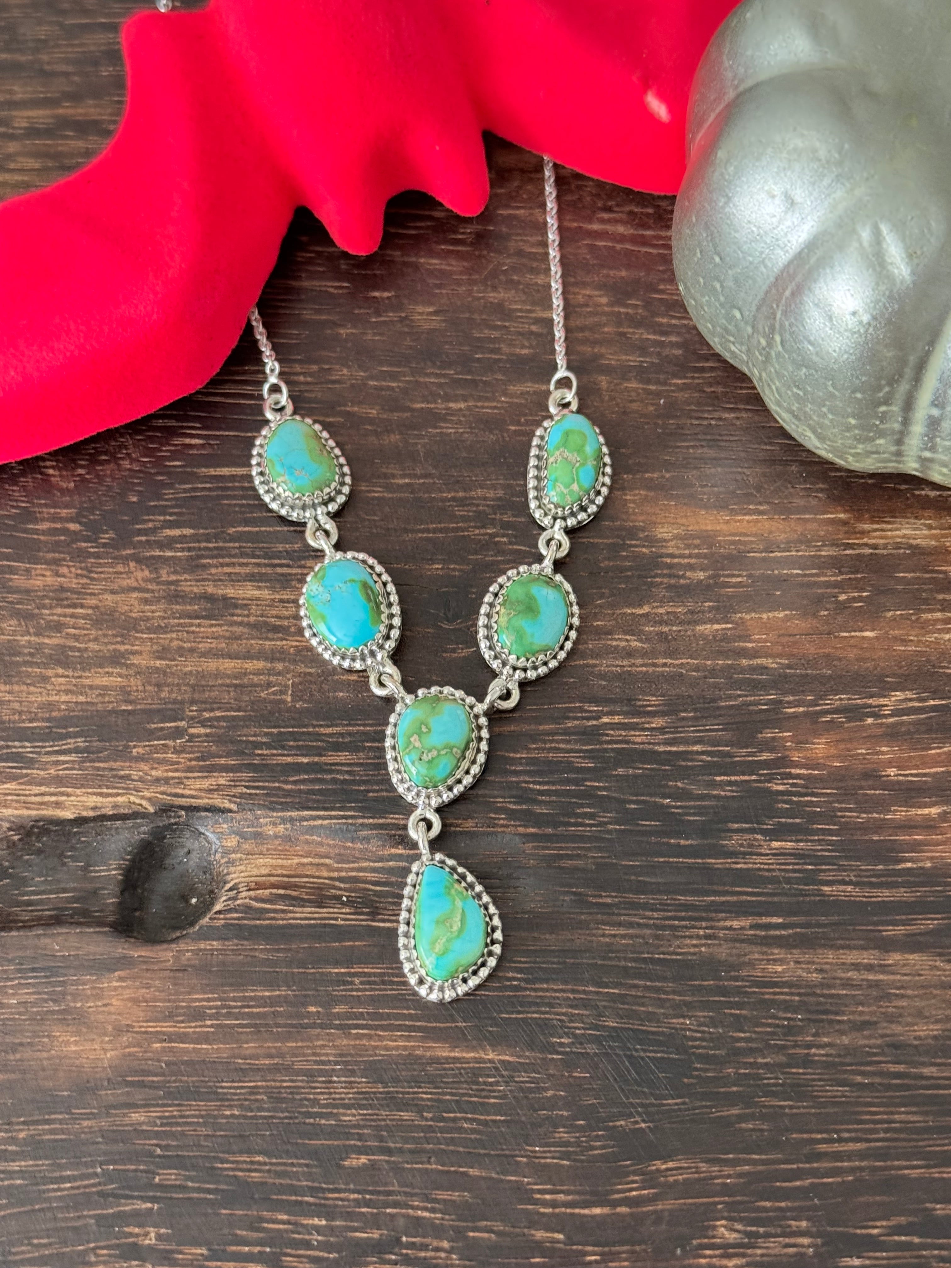 Southwest Handmade Sonoran Mountain Turquoise & Sterling Silver Necklace