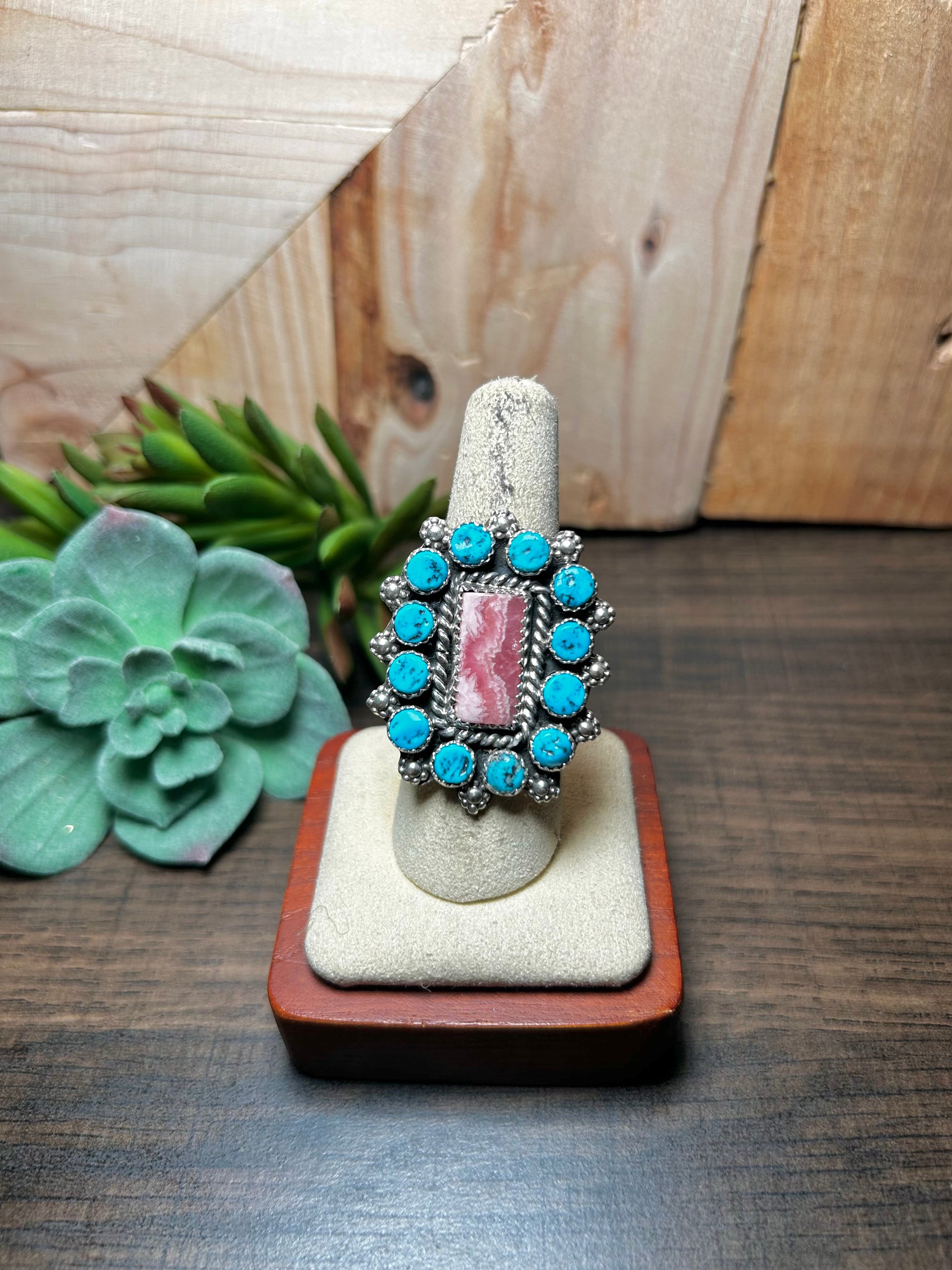 Navajo Made Multi Stone & Sterling Silver Ring Size 8