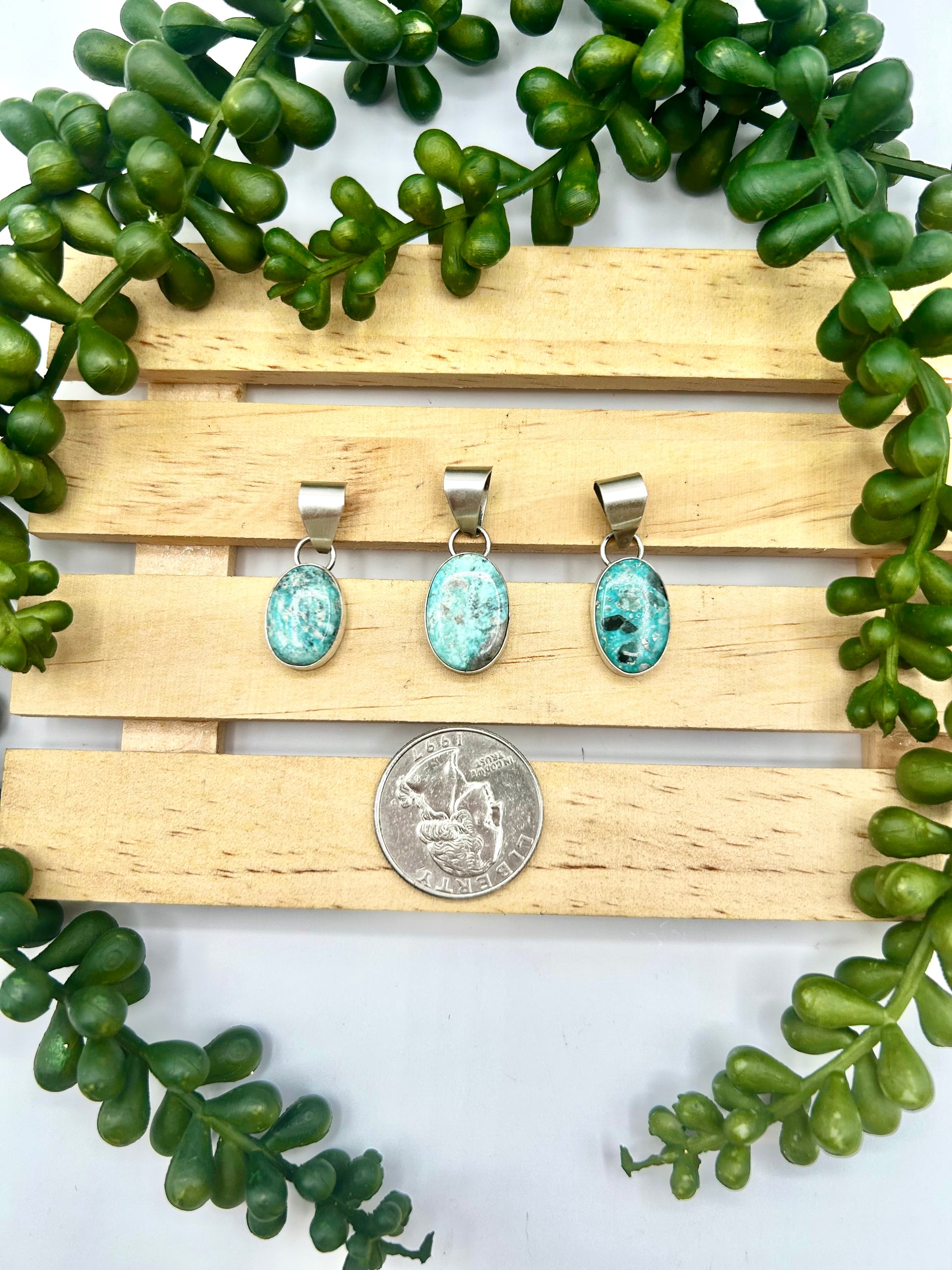 Navajo Made White Water Turquoise & Sterling Silver Pendant