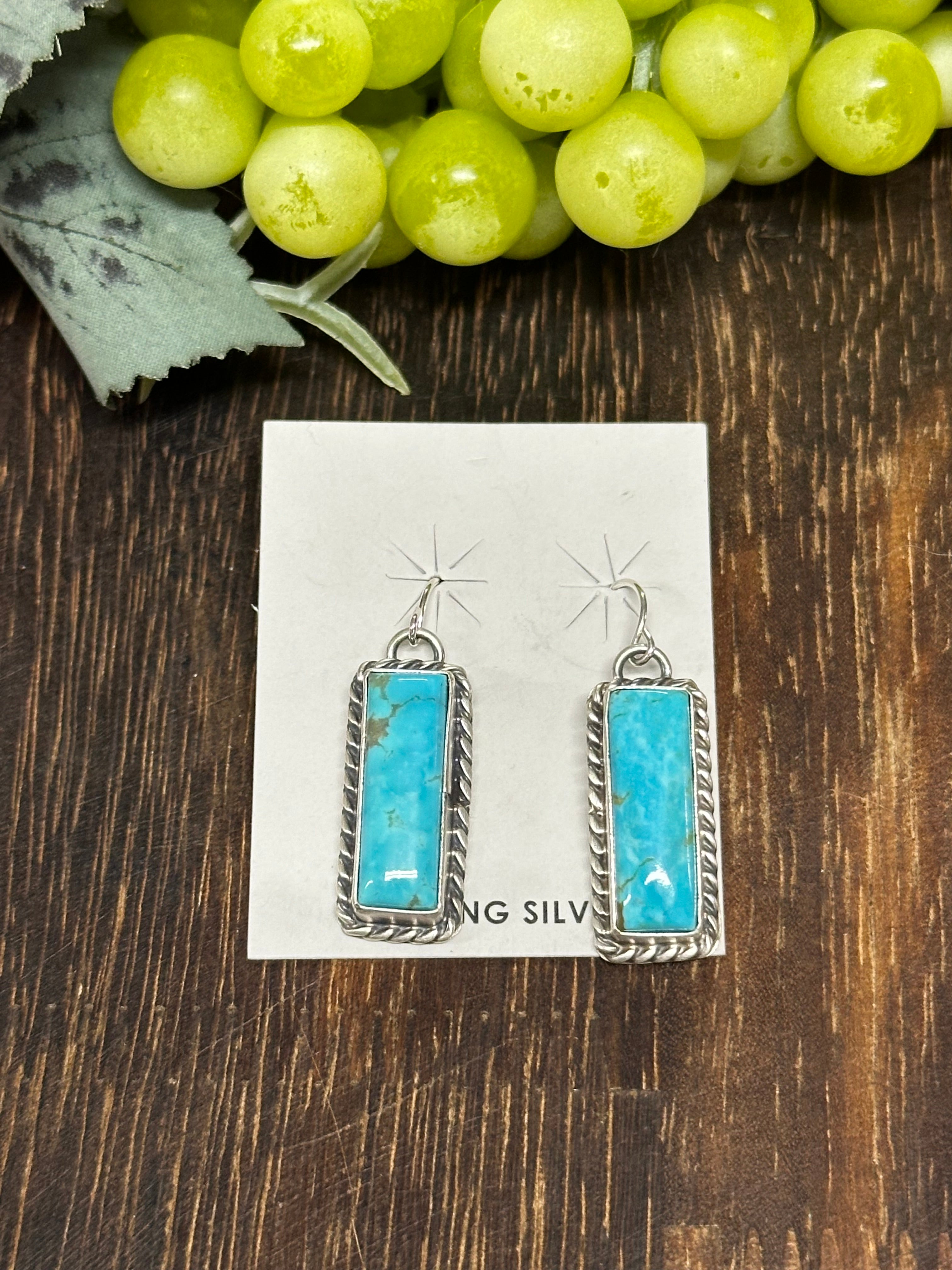 Augustine Largo Kingman Turquoise & Sterling Silver Dangle Earrings
