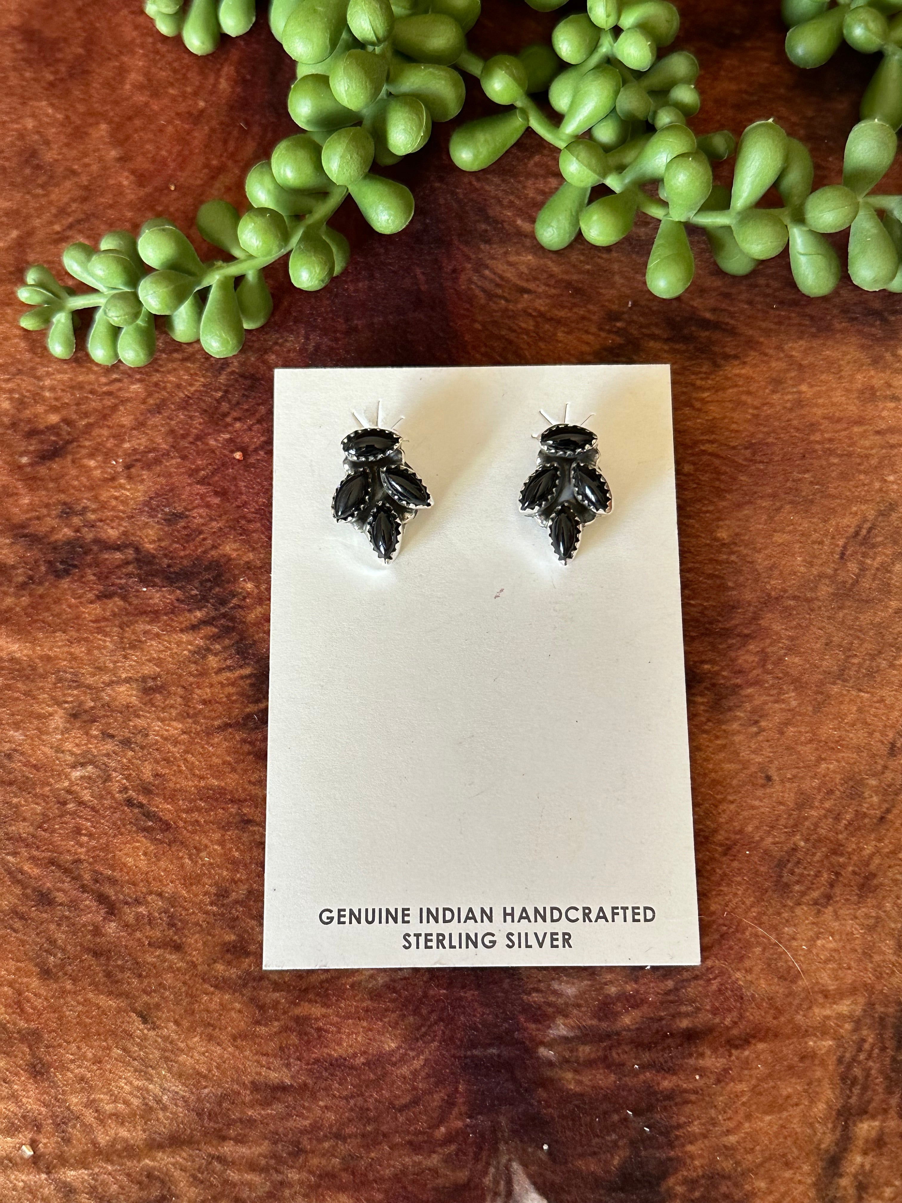Southwest Handmade Onyx & Sterling Silver Post Earrings