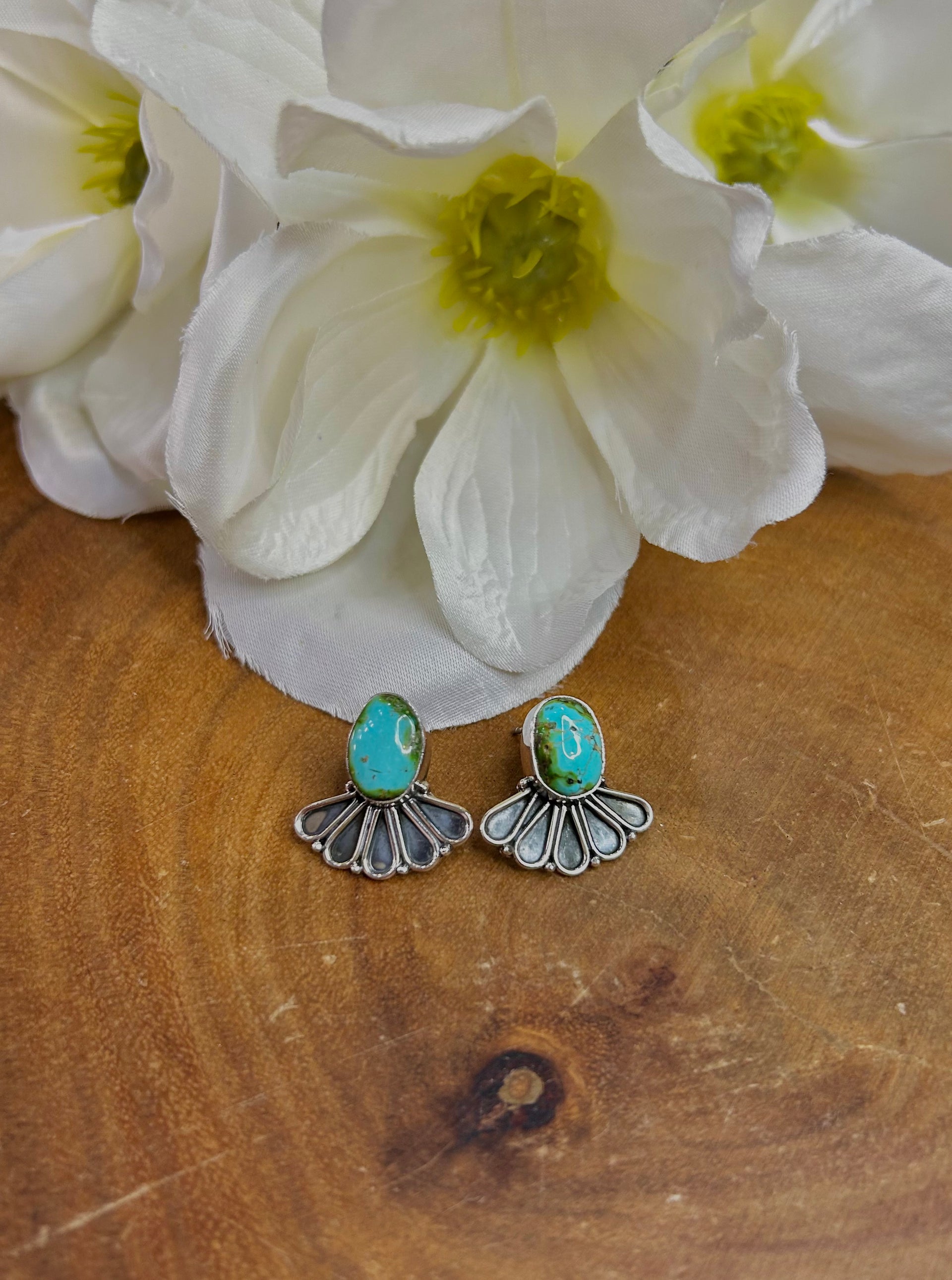 Southwest Made Kingman Turquoise & Sterling Silver Post Earrings