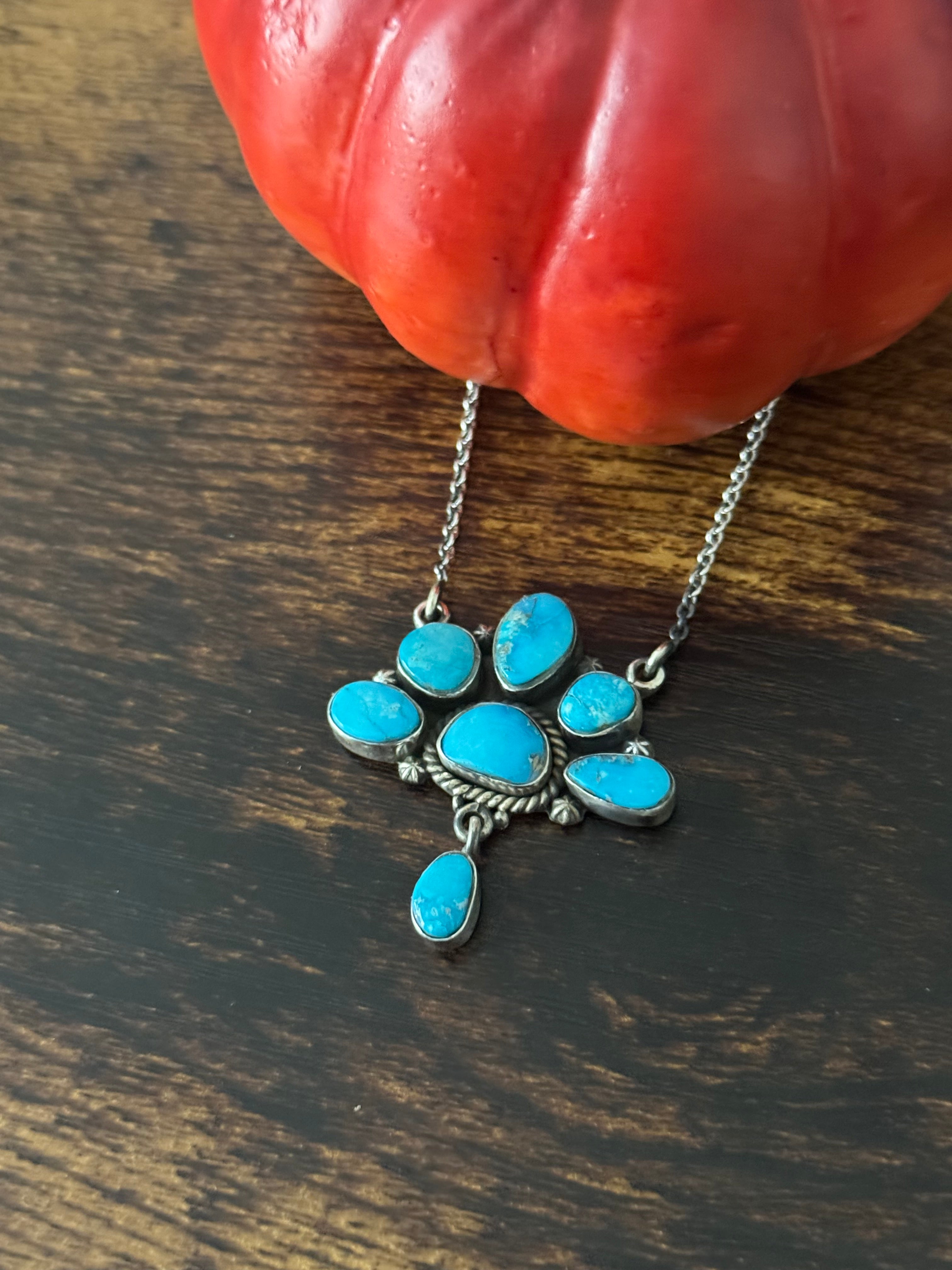 Southwest Valley Blue Turquoise & Sterling Silver Necklace