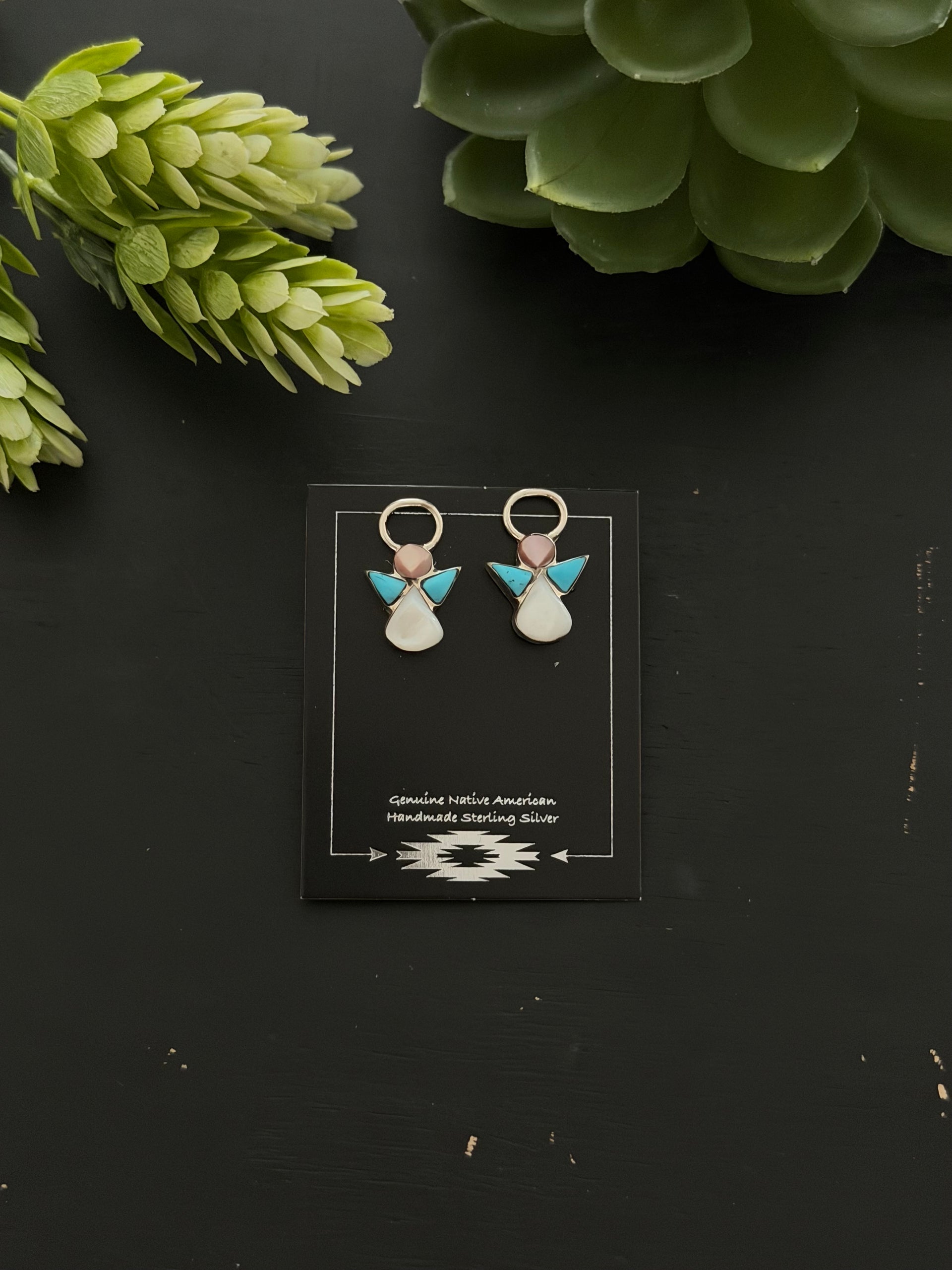 Navajo Made Multi Stone & Sterling Silver Inlay Post Earrings