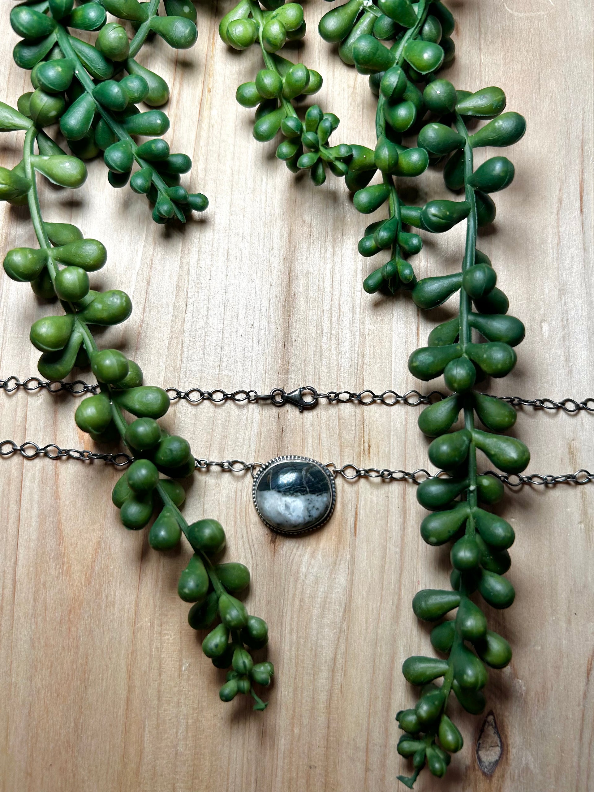 Navajo Made White Buffalo & Sterling Silver Necklace