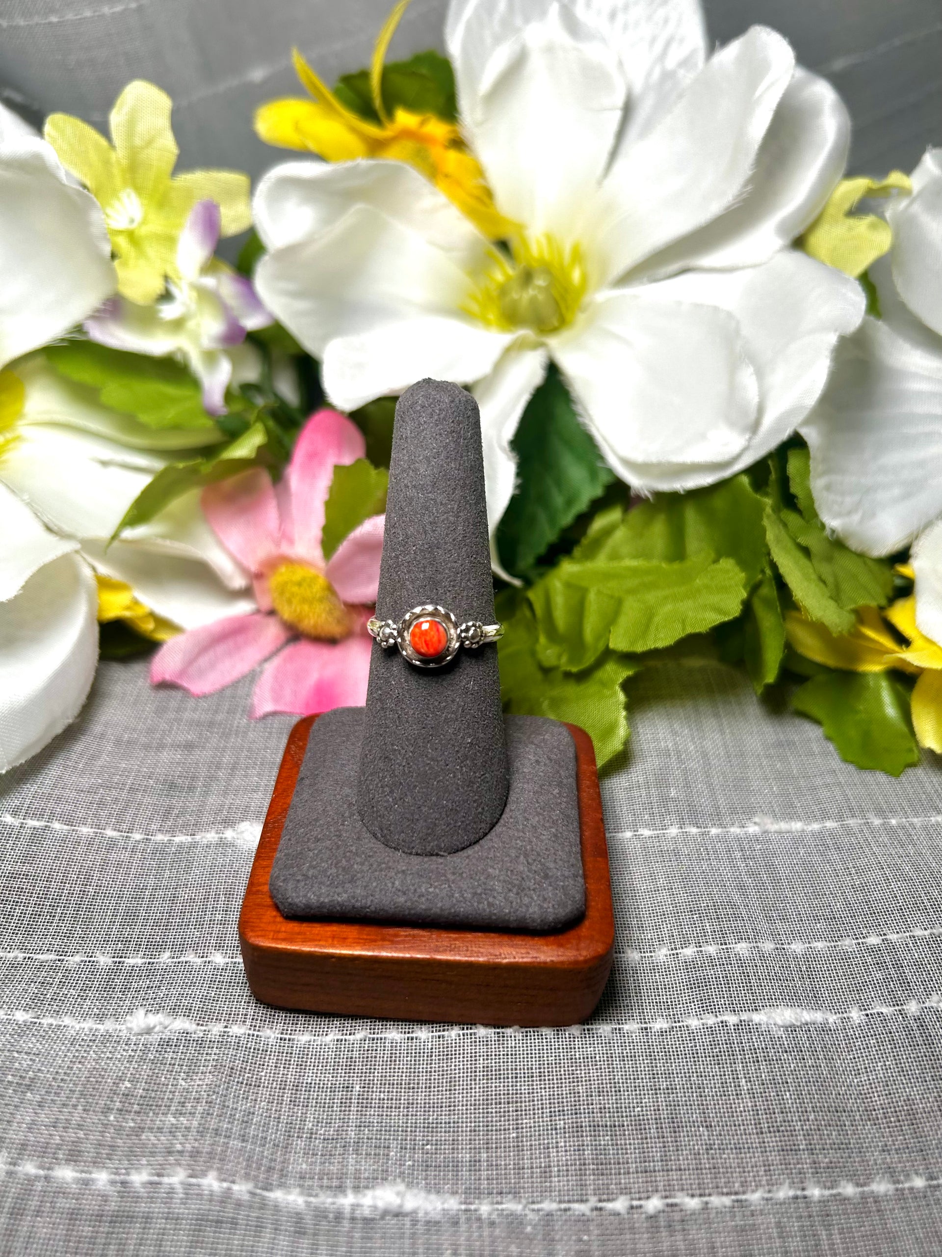 Navajo Made Spiny Oyster & Sterling Silver Ring