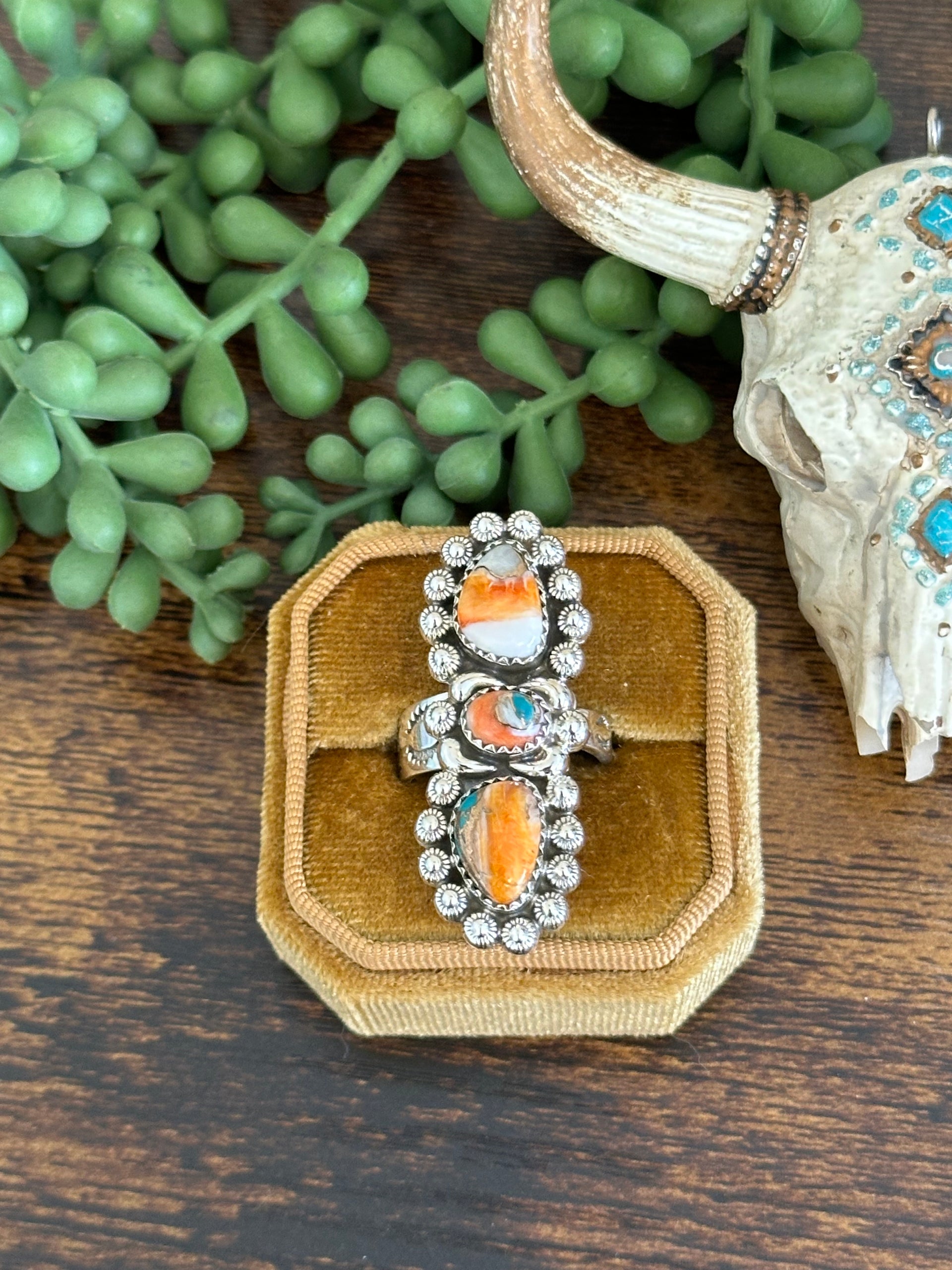 Southwest Handmade Mohave Turquoise & Sterling Silver Adjustable Ring
