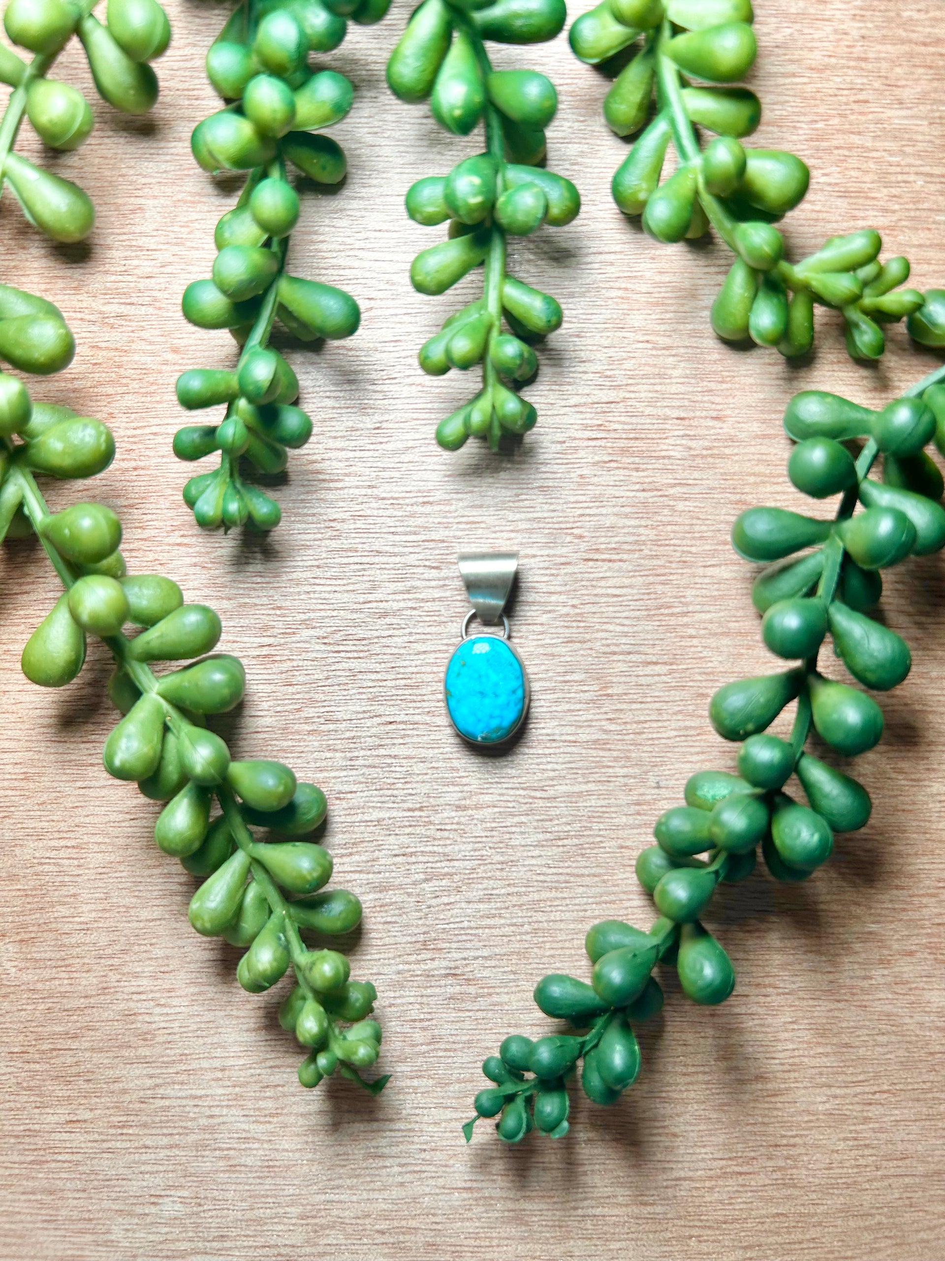 Navajo Made Blue Ridge Turquoise & Sterling Silver Pendant