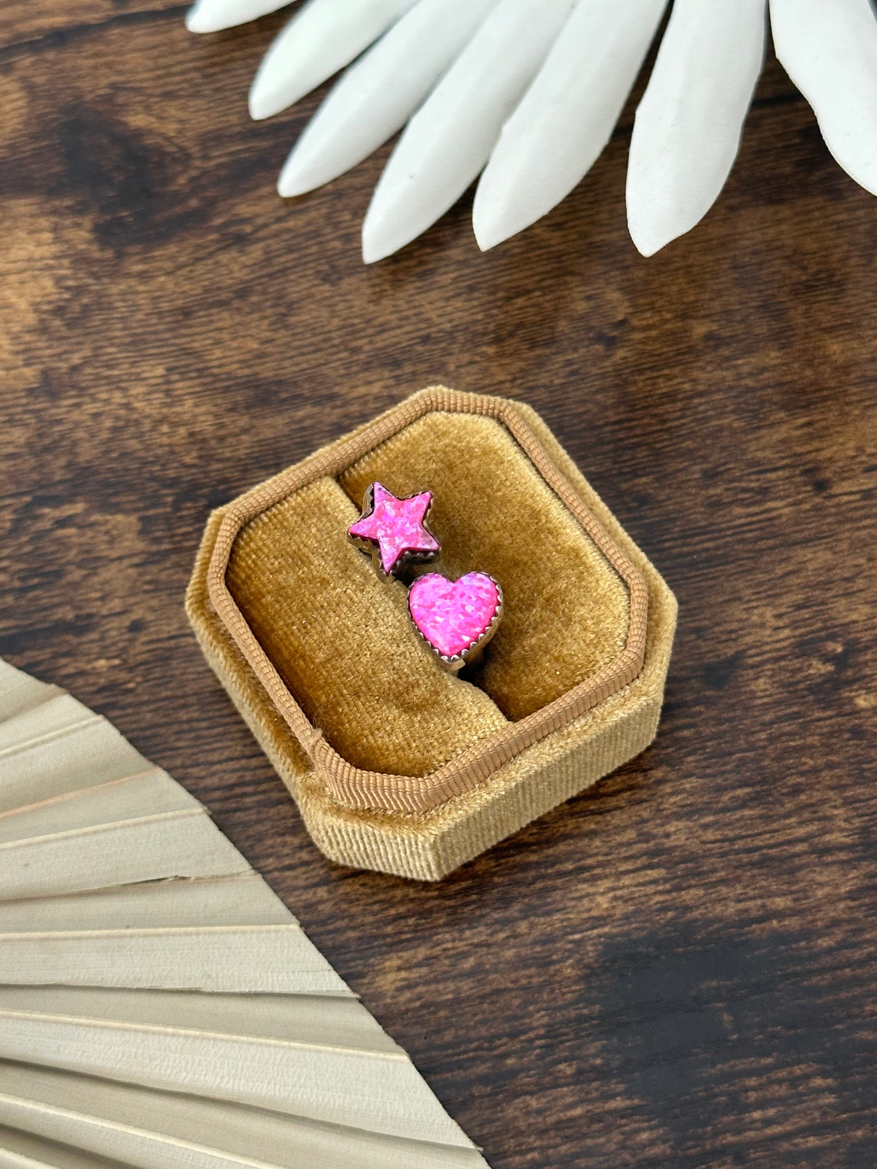 Southwest Handmade Pink Opal & Sterling Silver Adjustable Ring