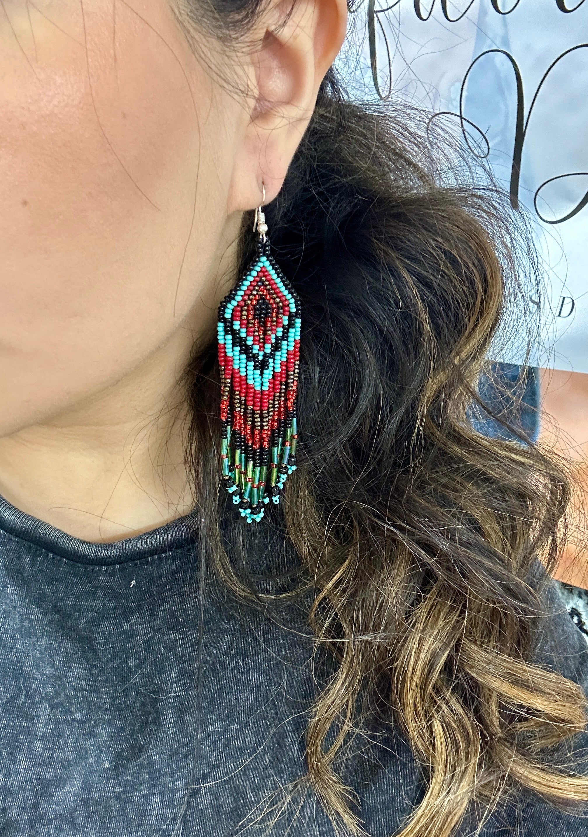 Southwest Handmade Beaded Dangle Earrings