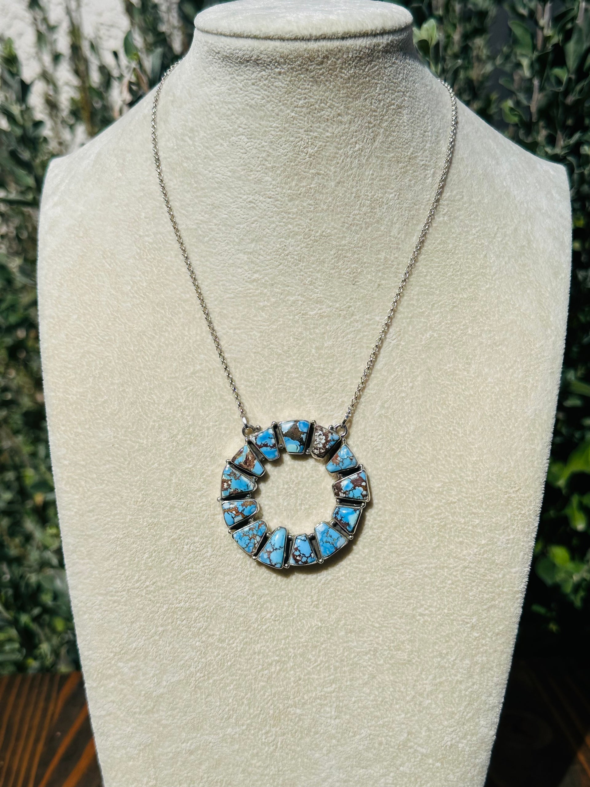 Southwest Handmade Golden Hills Turquoise & Sterling Silver Necklace