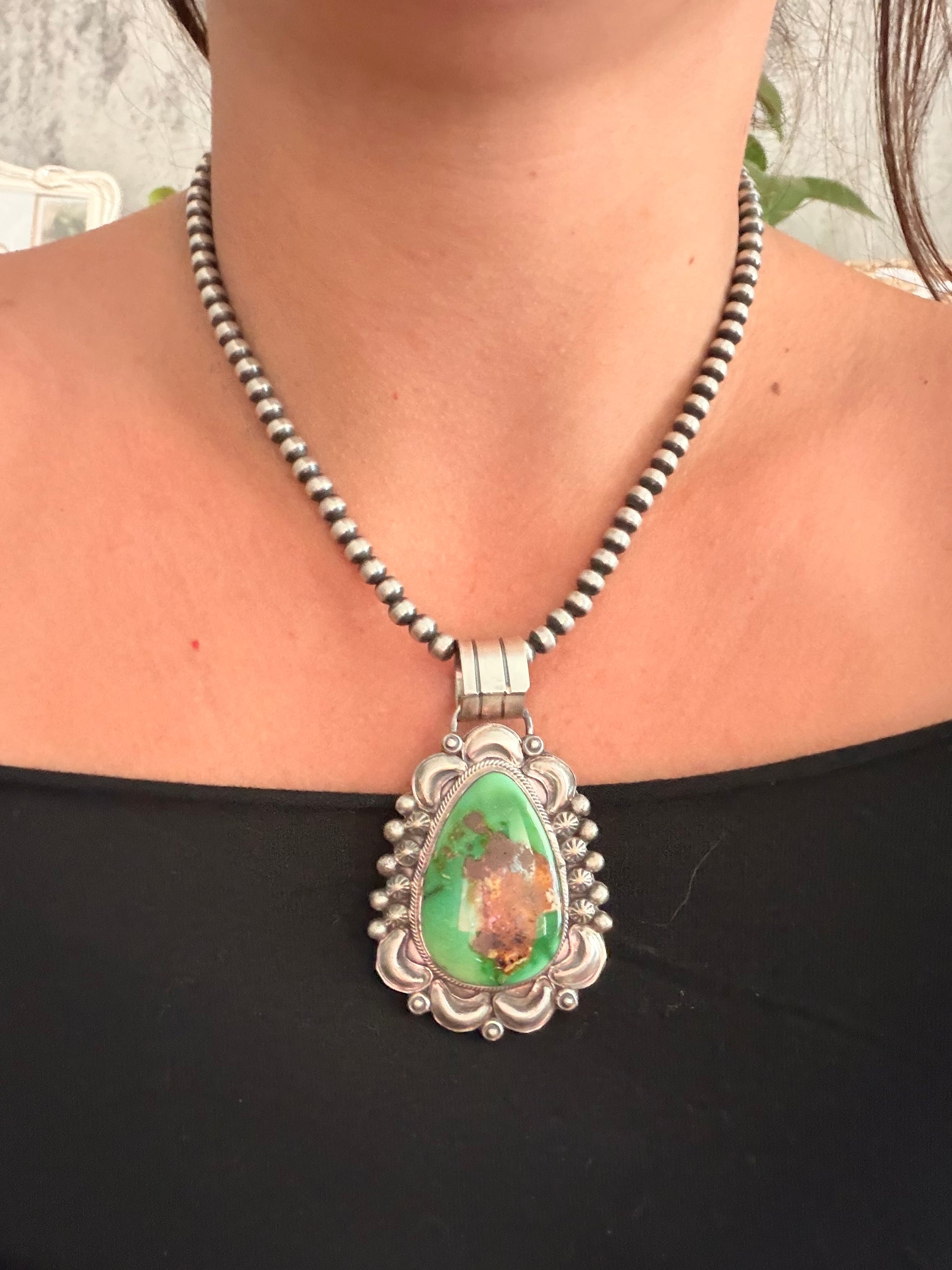 Tillie Jon Green Royston Turquoise & Sterling Silver Pendant