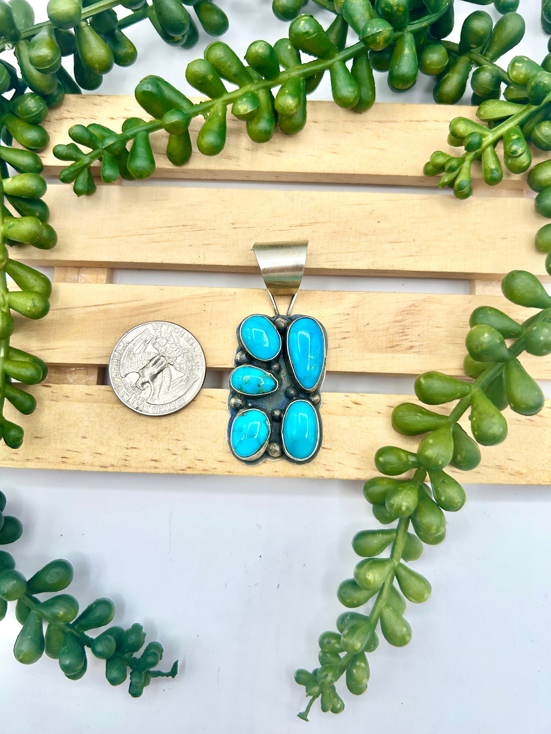 Travis Jim Kingman Turquoise & Sterling Silver Pendant